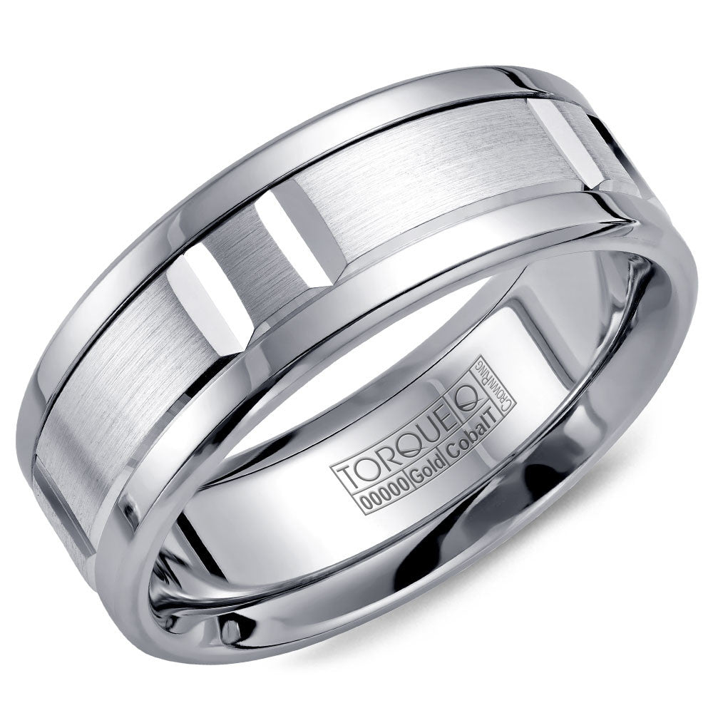 Torque Cobalt &amp; Gold Collection 7.5MM Wedding Band with White Gold Center CW011MW75
