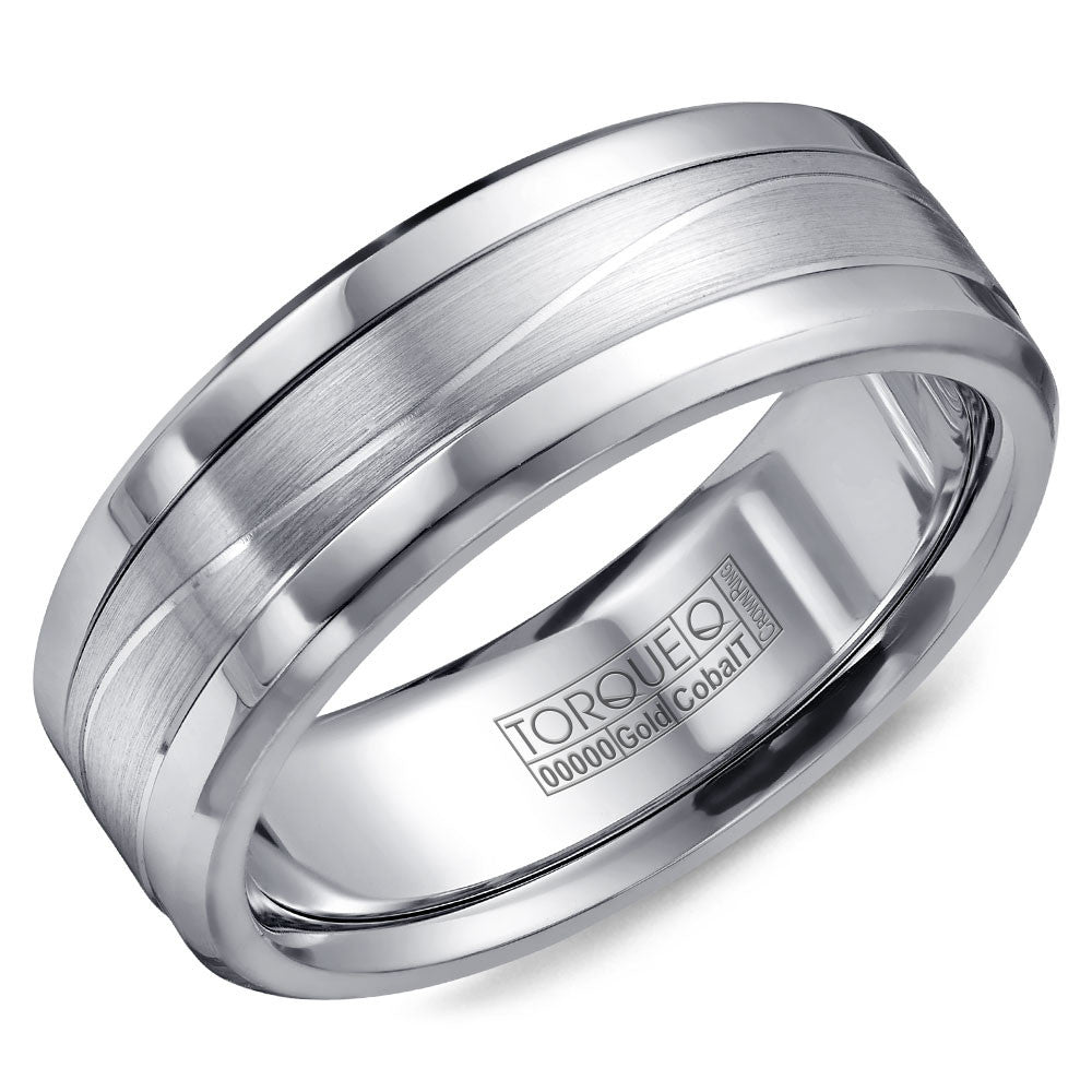 Torque Cobalt &amp; Gold Collection 7.5MM Wedding Band with White Gold Center CW014MW75