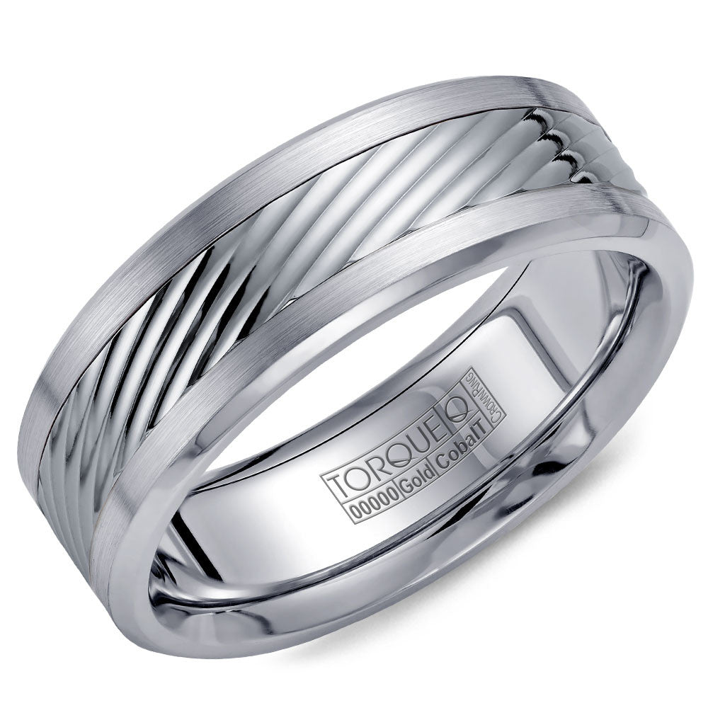 Torque Cobalt &amp; Gold Collection 7.5MM Wedding Band with White Gold Center CW015MW75
