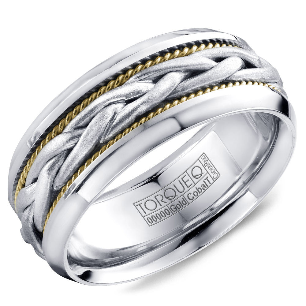 Torque Cobalt &amp; Gold Collection 9MM Wedding Band with White Gold Center CW019MWY9