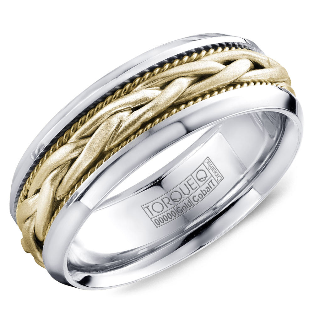 Torque Cobalt &amp; Gold Collection 7.5MM Wedding Band with Yellow Gold Center CW019MYY75