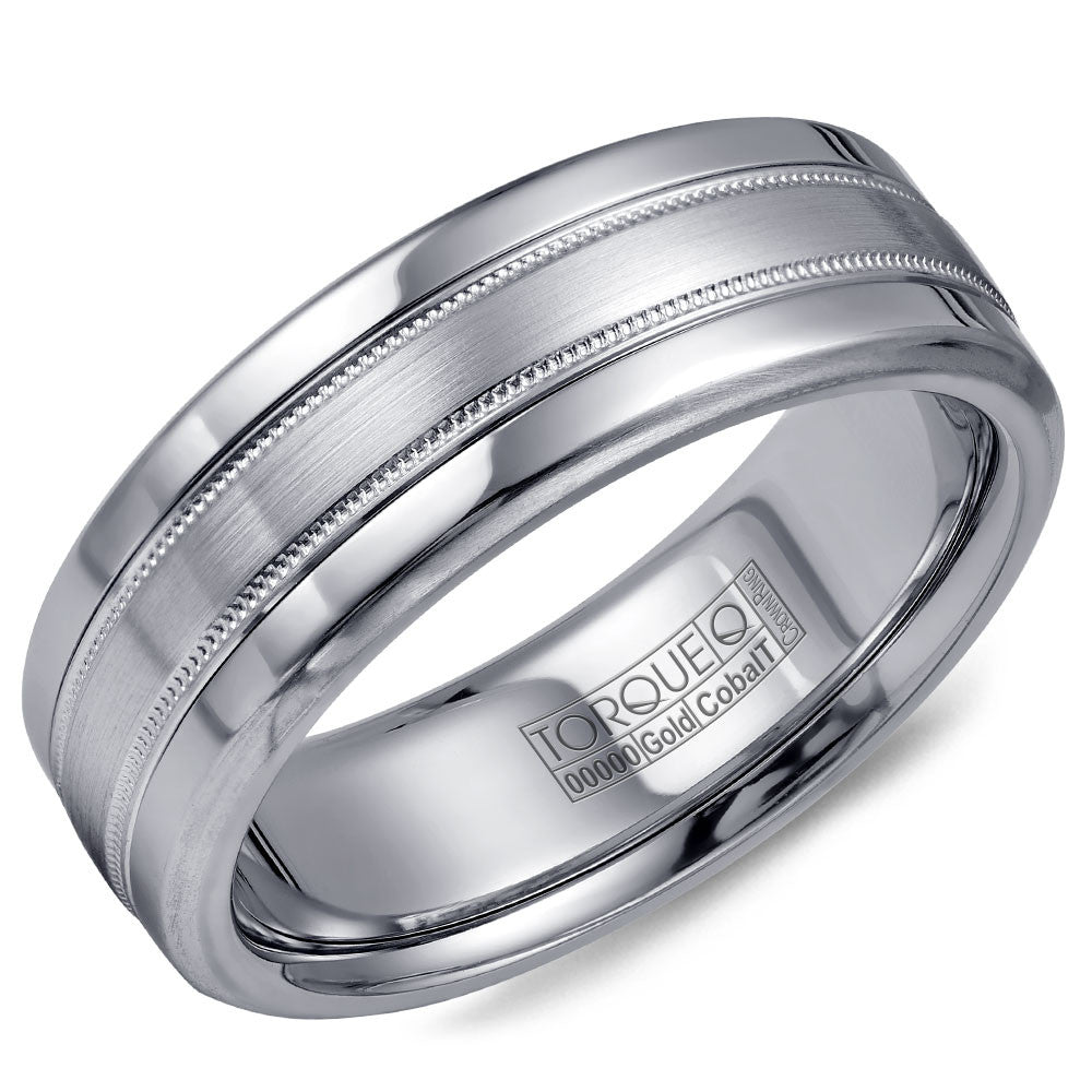 Torque Cobalt &amp; Gold Collection 7.5MM Wedding Band with White Gold Center CW020MW75