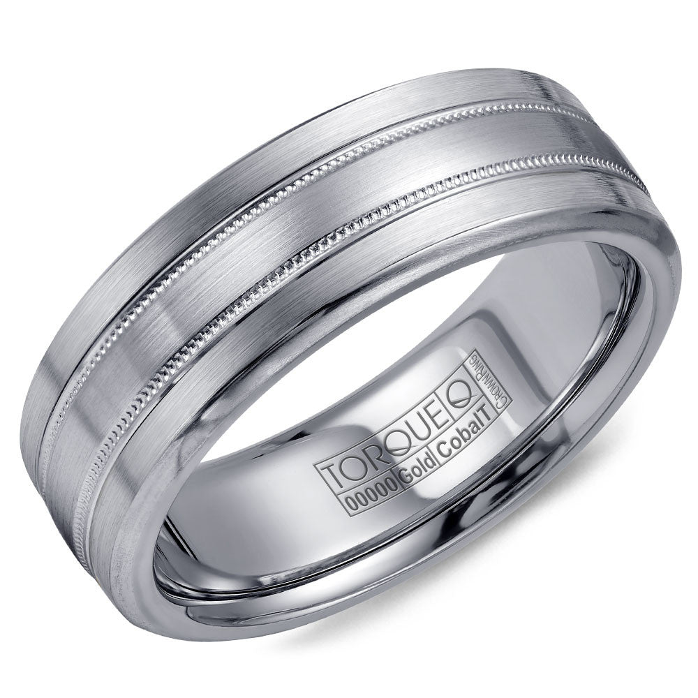 Torque Cobalt &amp; Gold Collection 7.5MM Wedding Band with White Gold Center CW022MW75