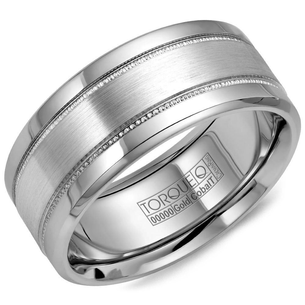 Torque Cobalt &amp; Gold Collection 9MM Wedding Band with White Gold Center CW022MW9