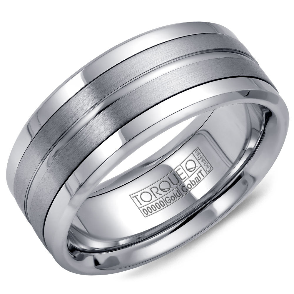 Torque Cobalt &amp; Gold Collection 9MM Wedding Band with White Gold Center CW023MW9