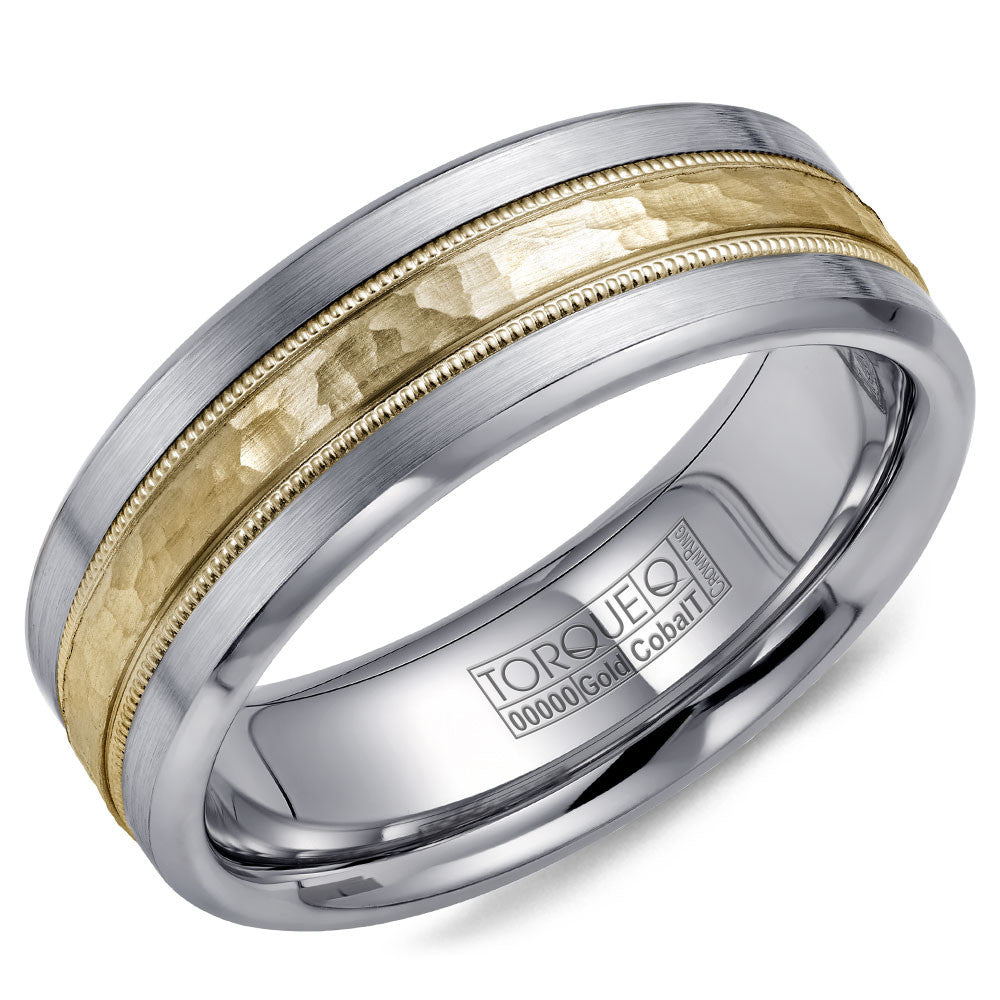 Torque Cobalt &amp; Gold Collection 7.5MM Wedding Band with Yellow Gold Center CW040MY75