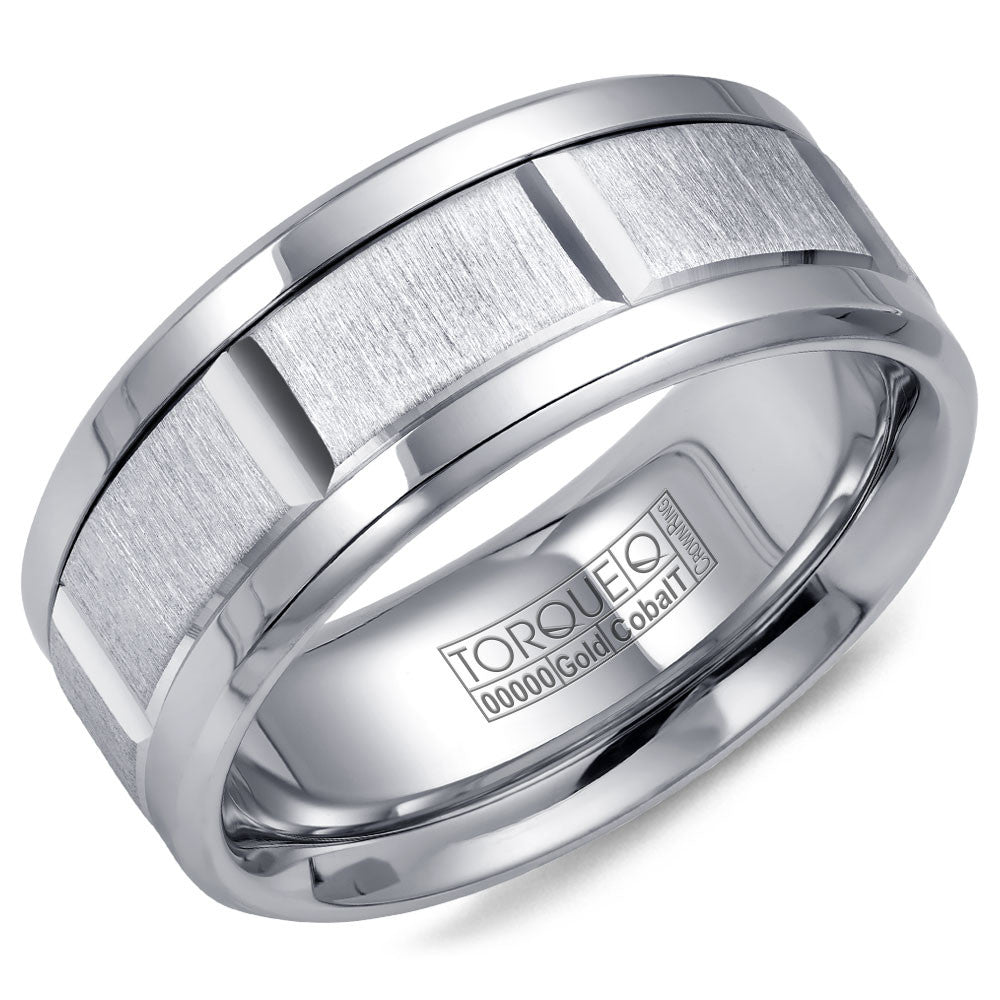 Torque Cobalt &amp; Gold Collection 9MM Wedding Band with White Gold Center CW043MW9