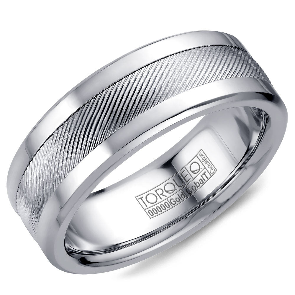Torque Cobalt &amp; Gold Collection 7.5MM Wedding Band with White Gold Center CW044MW75