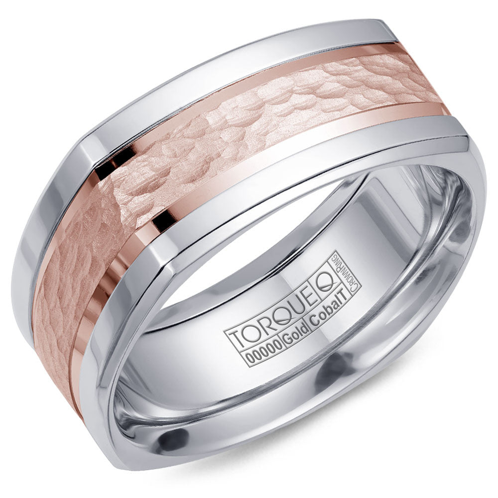 Torque Cobalt &amp; Gold Collection 9MM Wedding Band with Rose Gold Center CW052MR9