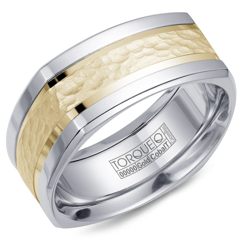 Torque Cobalt &amp; Gold Collection 9MM Wedding Band with Yellow Gold Center CW052MY9