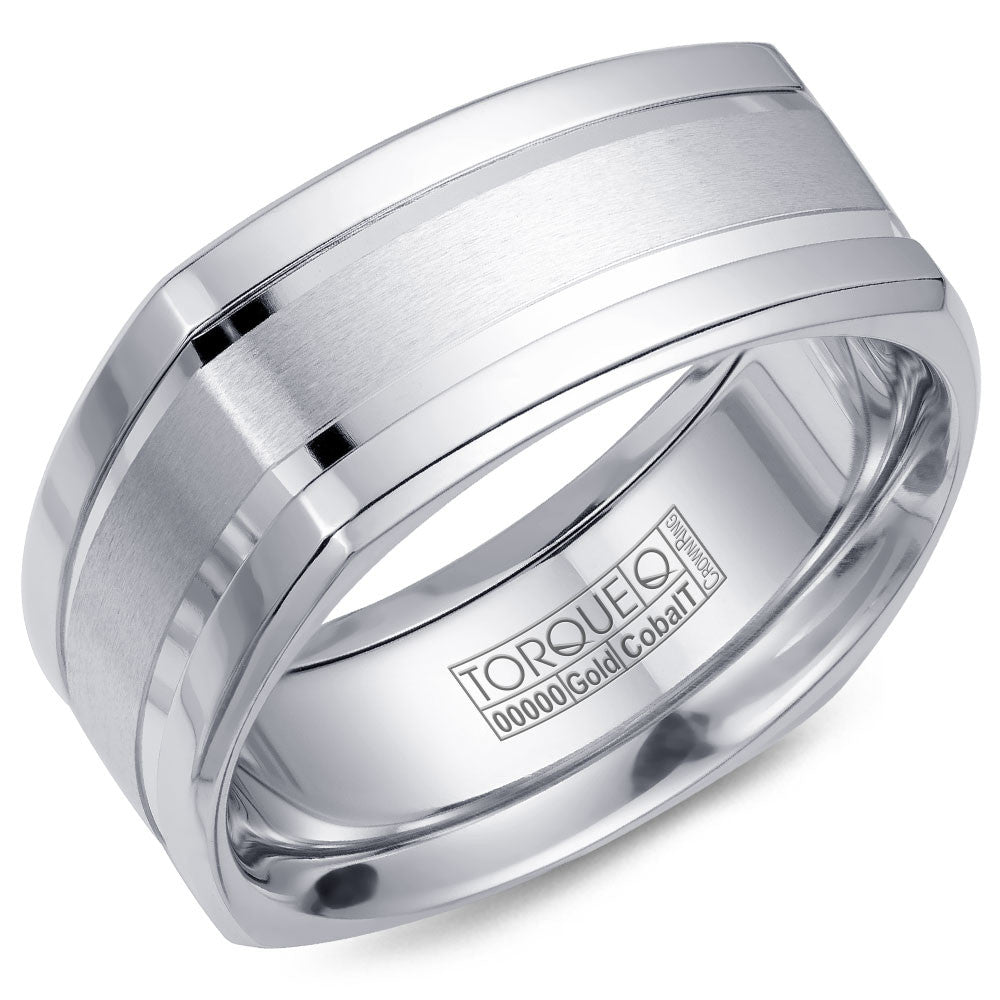 Torque Cobalt &amp; Gold Collection 9MM Wedding Band with White Gold Center CW054MW9