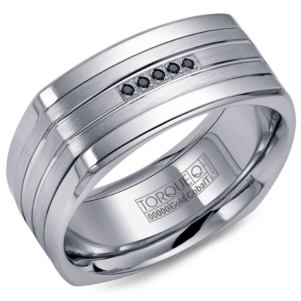 Torque Cobalt &amp; Gold Collection 9MM Wedding Band with White Gold Center CW055MW9