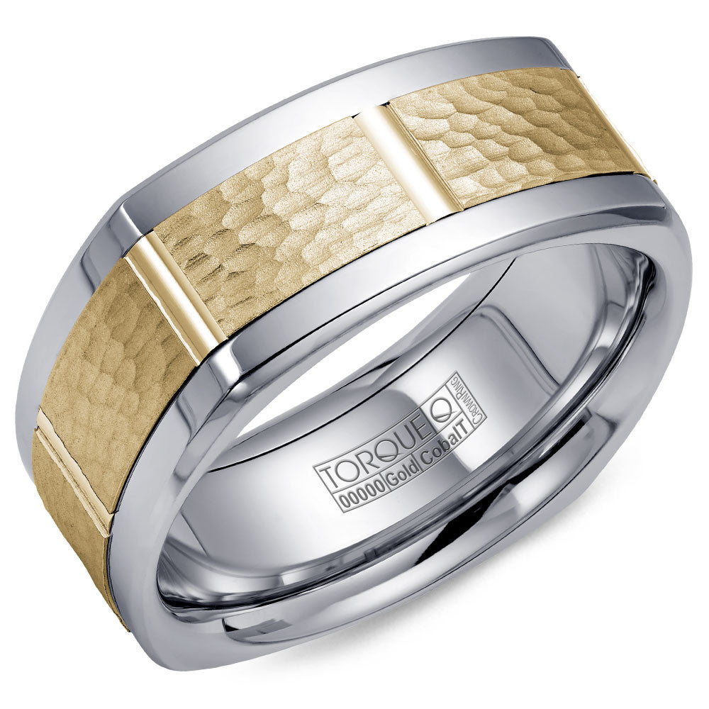 Torque Cobalt &amp; Gold Collection 9MM Wedding Band with Yellow Gold Center CW058MY9