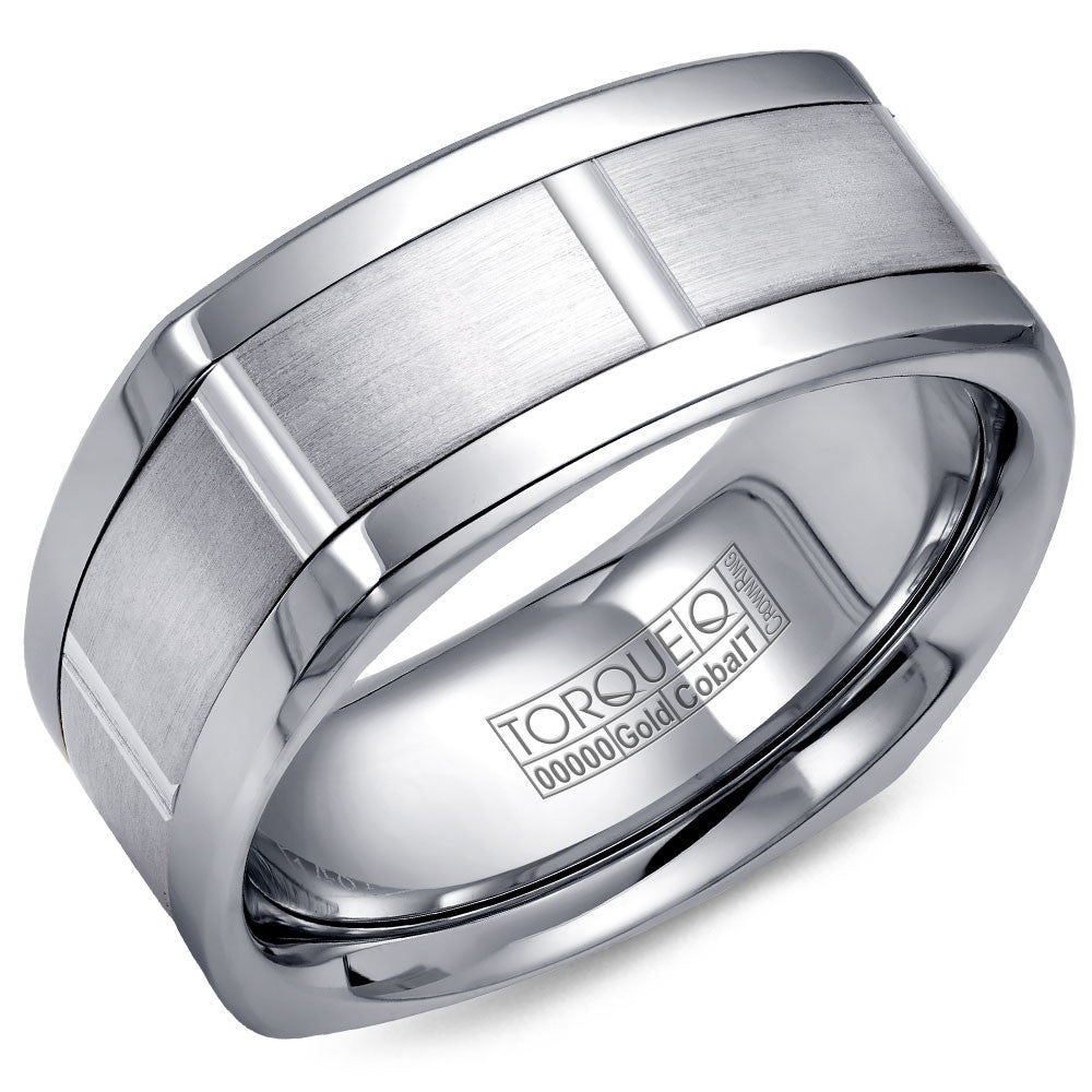 Torque Cobalt &amp; Gold Collection 9MM Wedding Band with White Gold Center CW059MW9