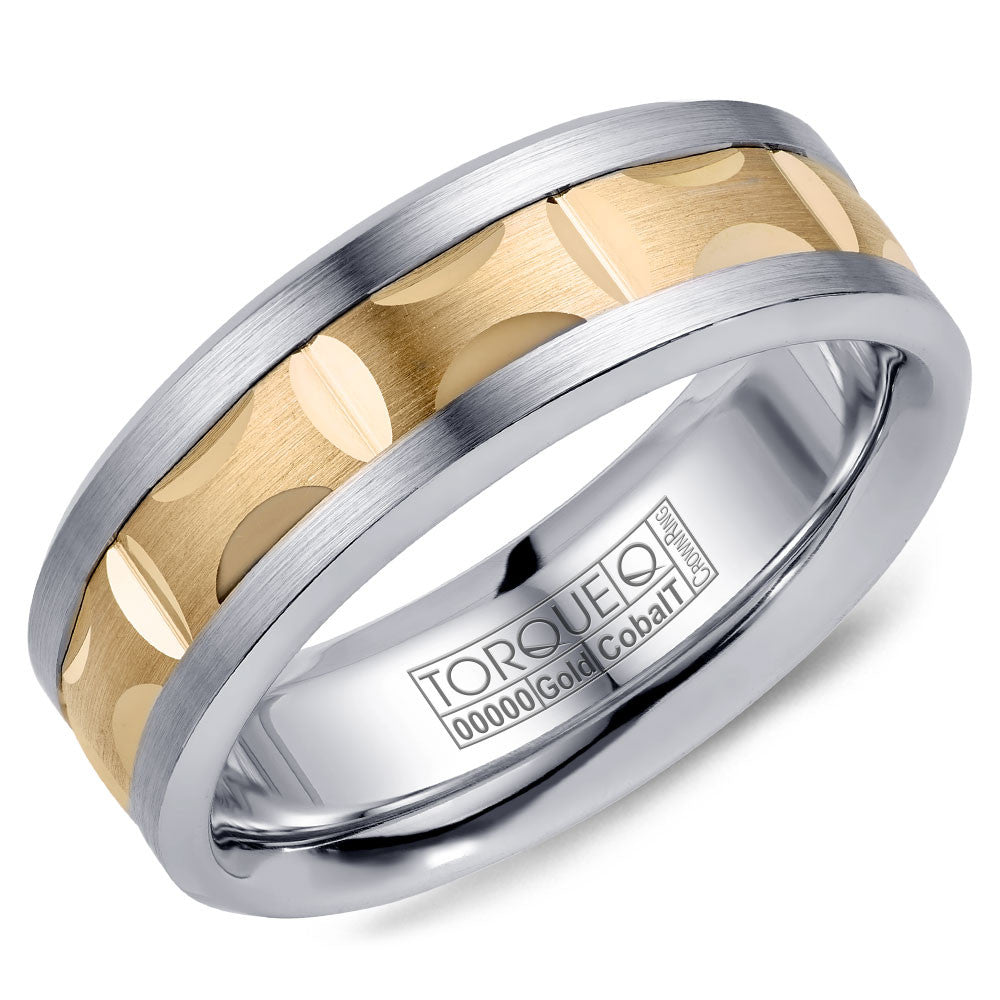 Torque Cobalt &amp; Gold Collection 7.5MM Wedding Band with Yellow Gold Center CW101MY75