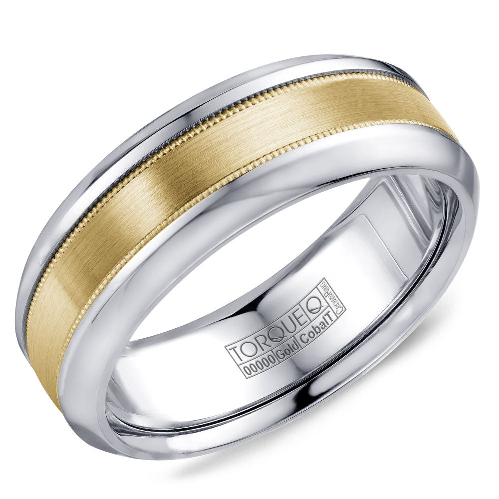 Torque Cobalt &amp; Gold Collection 7.5MM Wedding Band with Yellow Gold Center CW109MY75