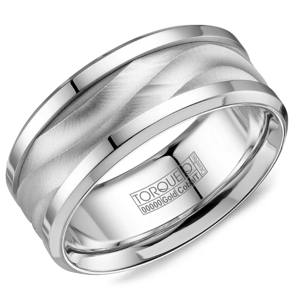 Torque Cobalt &amp; Gold Collection 9MM Wedding Band with White Gold Center CW113MW9