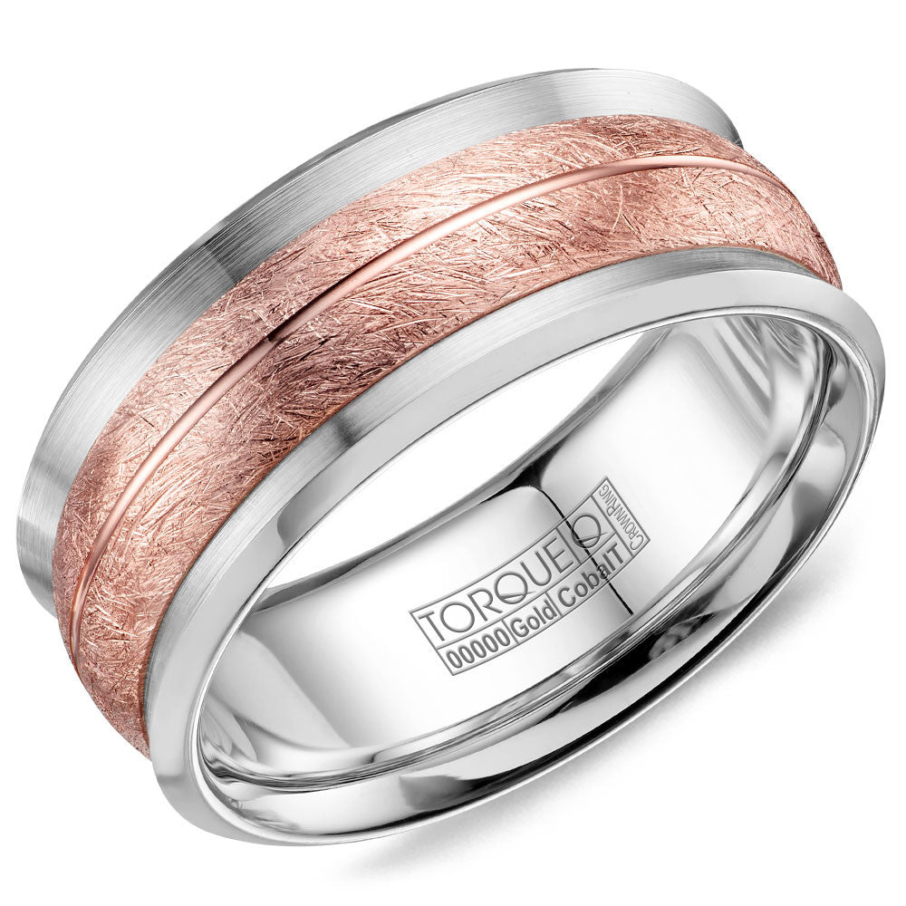 Torque Cobalt &amp; Gold Collection 9MM Wedding Band with Rose Gold Center CW114MR9