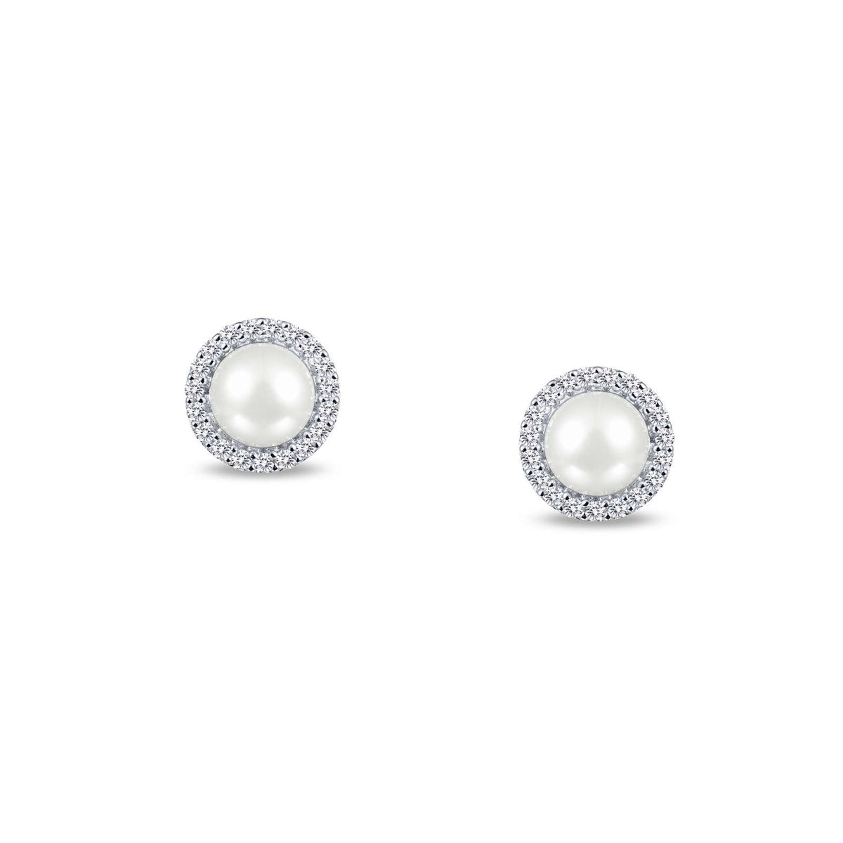 Lafonn Simulated Diamond &amp; Cultured Freshwater Pearl Halo Earrings E0234PLP