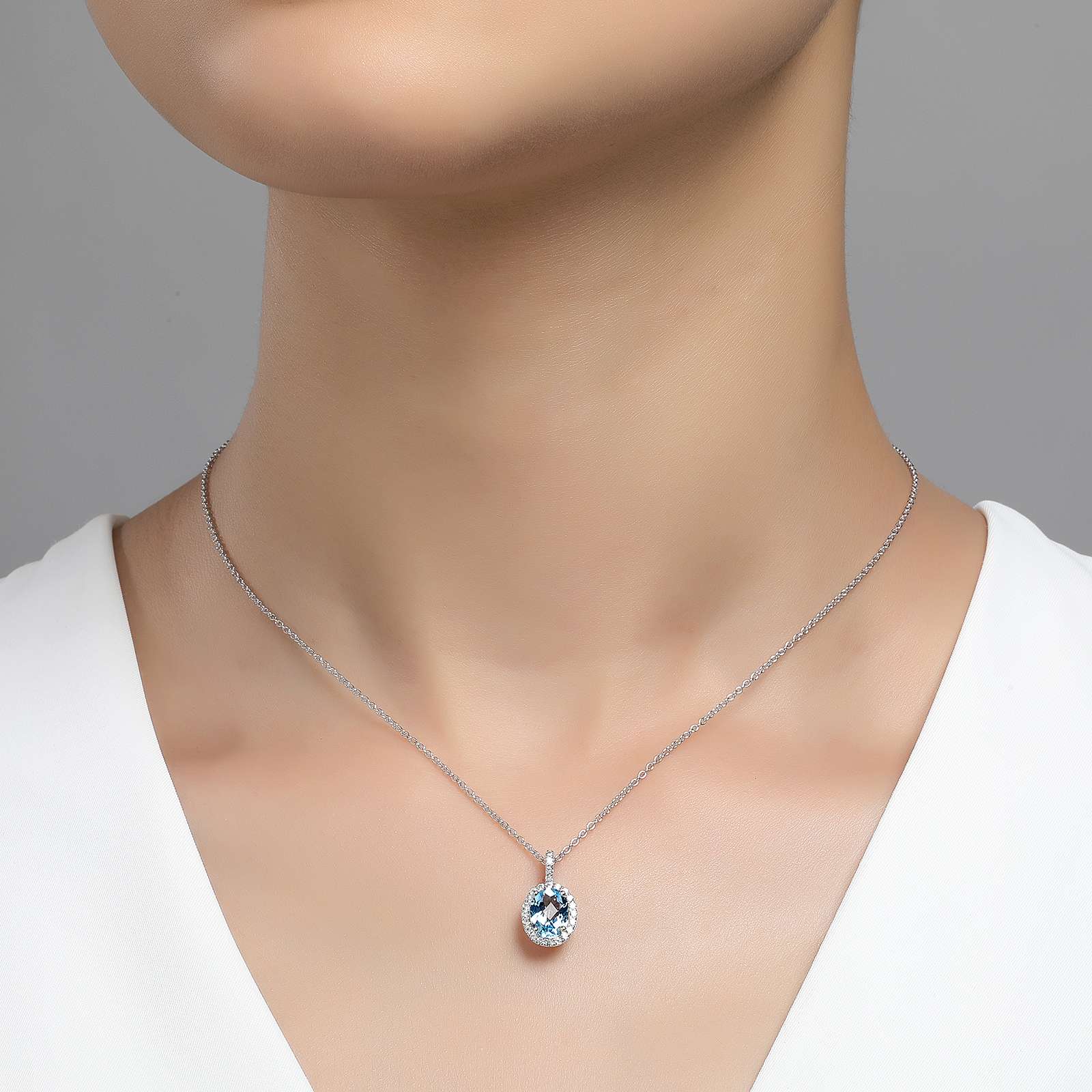Lafonn Simulated Diamond & Genuine Blue Topaz Halo Necklace GP008BTP