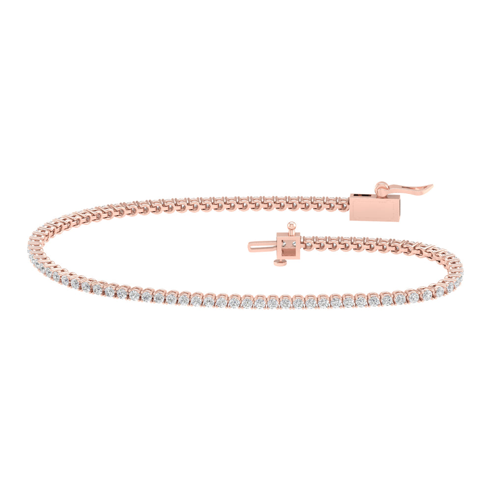 2 Carat Round Lab Grown Diamond 14K Gold 4 Prong Tennis Bracelet