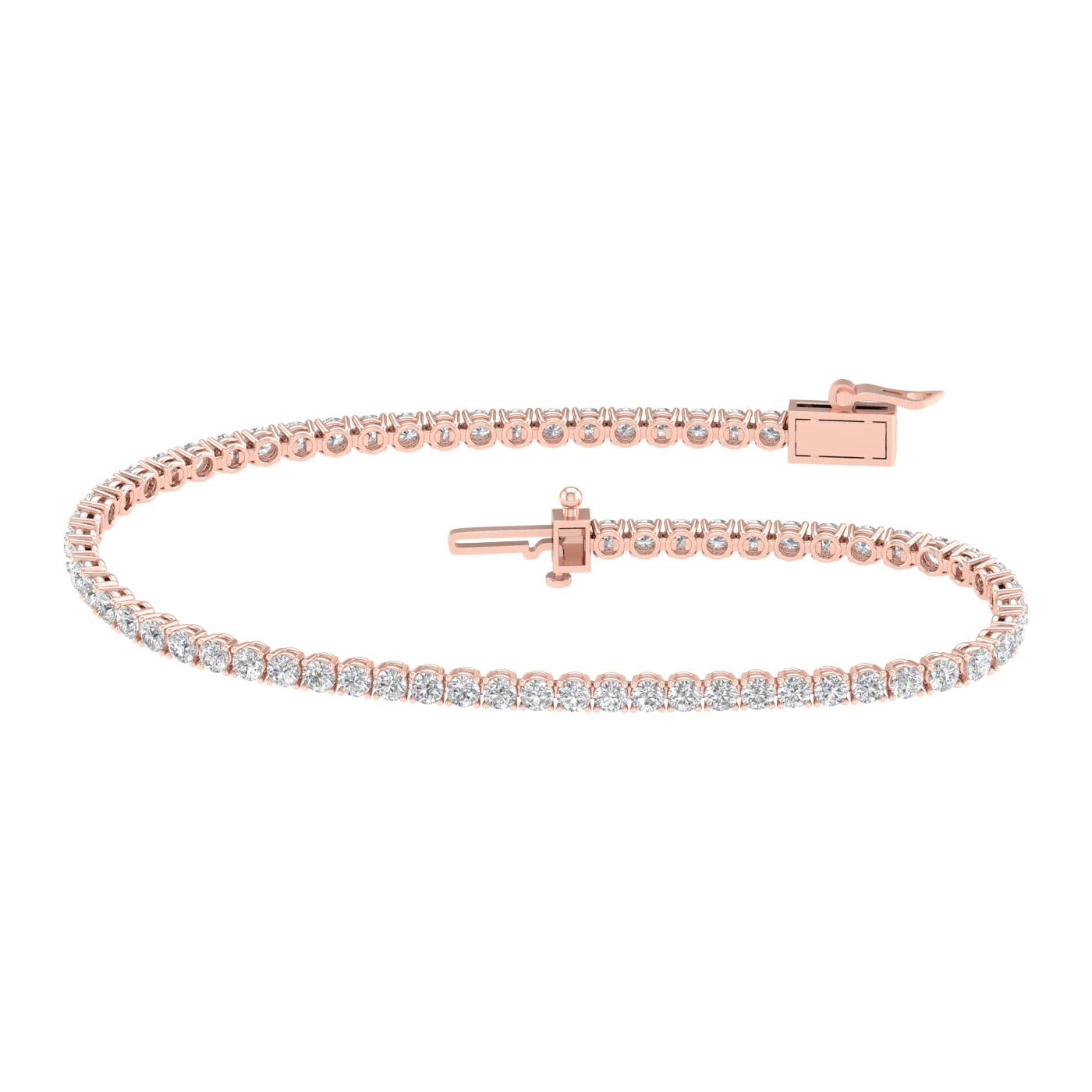 5 Carat Round Lab Grown Diamond 14K Gold Tennis Bracelet