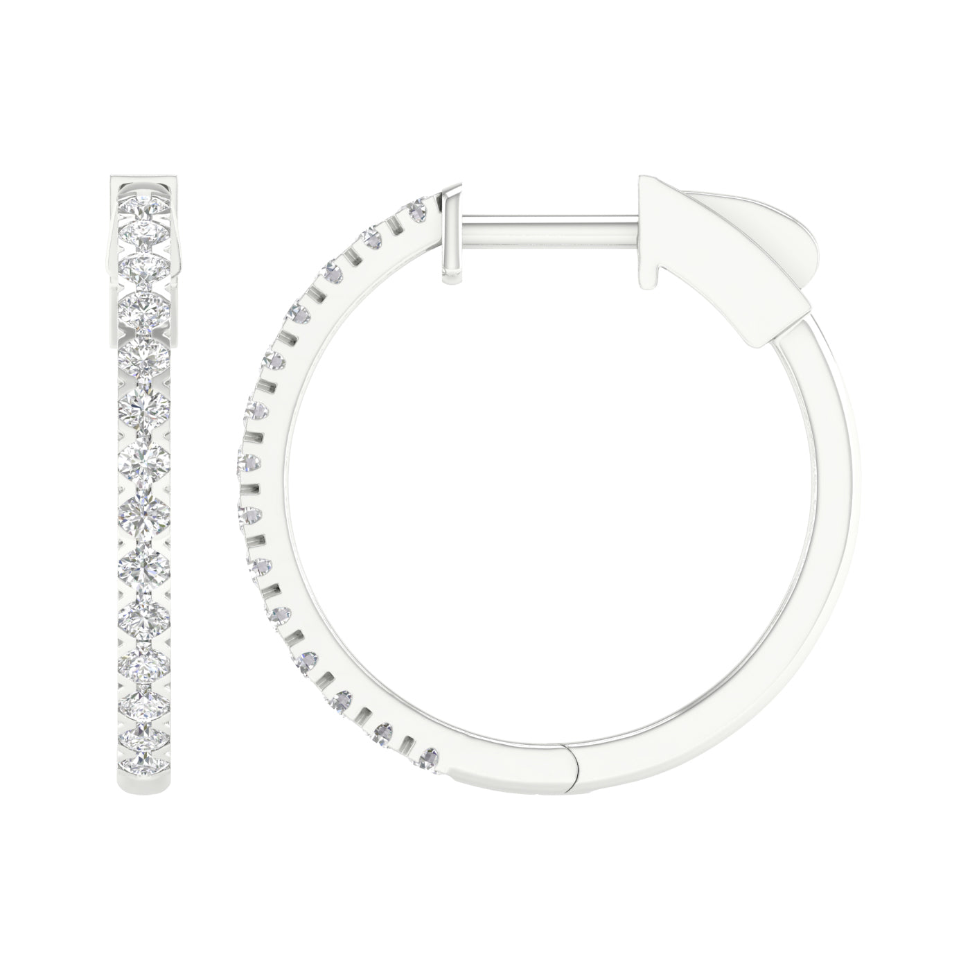 1/2 Carat Round Lab Grown Diamond 14K Gold Hoop Earrings