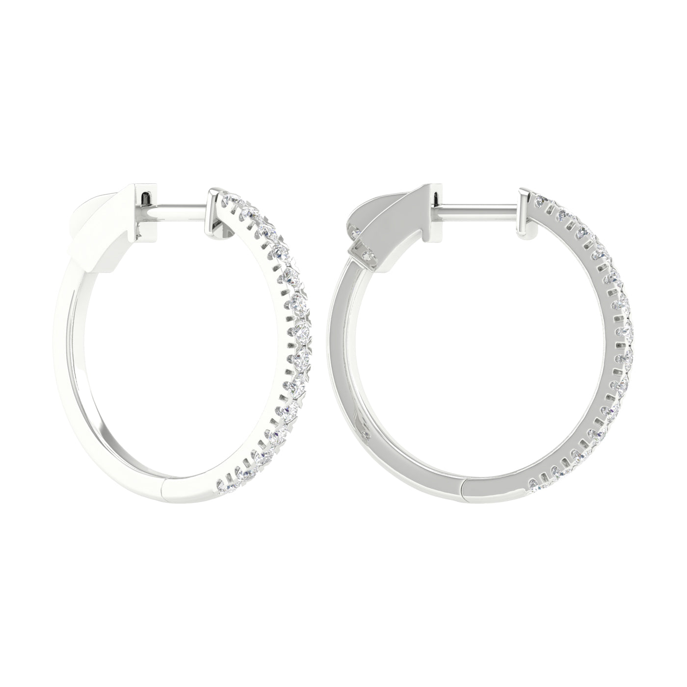 1/2 Carat Round Lab Grown Diamond 14K Gold Hoop Earrings