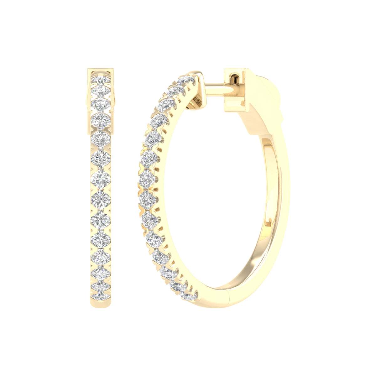 1/2 Carat Round Lab Grown Diamond 14K Gold Hoop Earrings