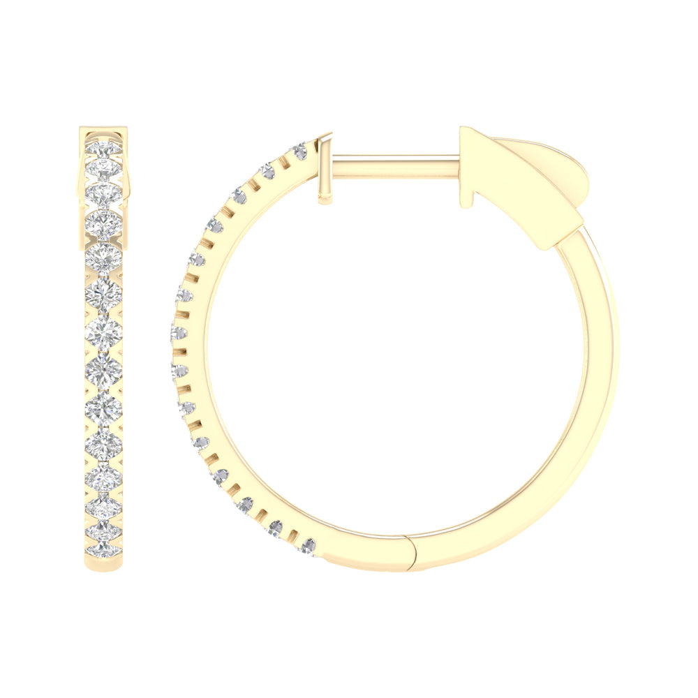 1/2 Carat Round Lab Grown Diamond 14K Gold Hoop Earrings