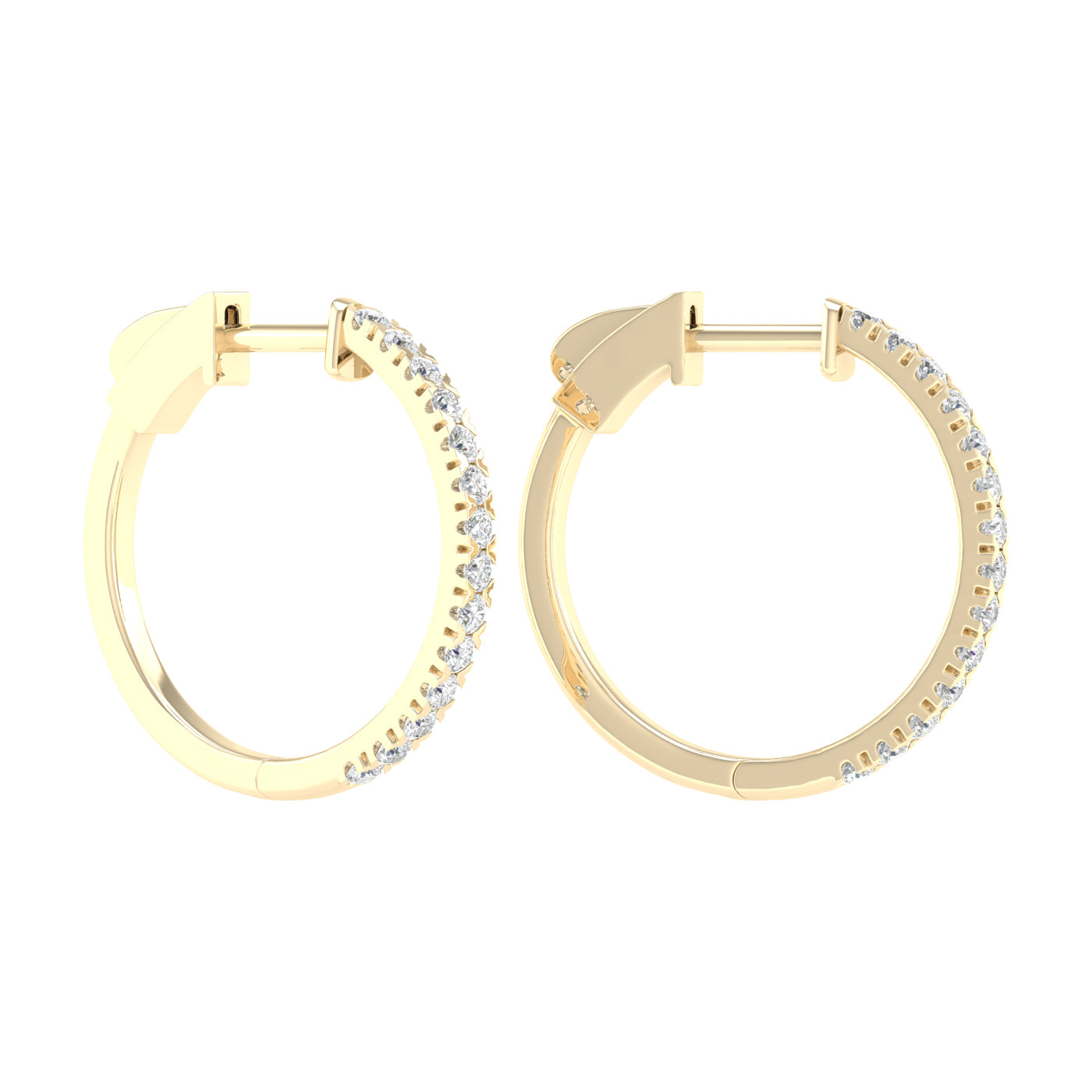 1/2 Carat Round Lab Grown Diamond 14K Gold Hoop Earrings