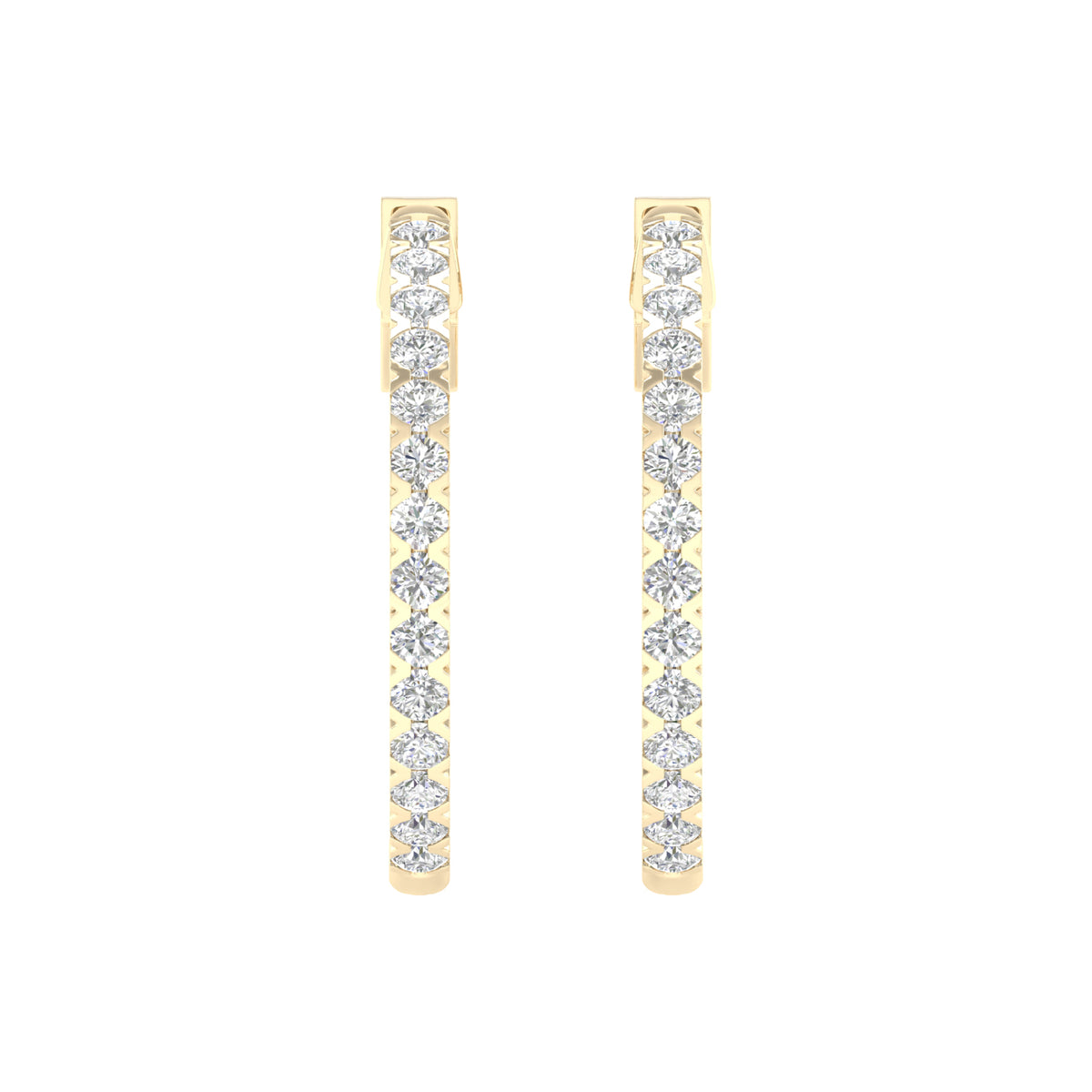 1/2 Carat Round Lab Grown Diamond 14K Gold Hoop Earrings