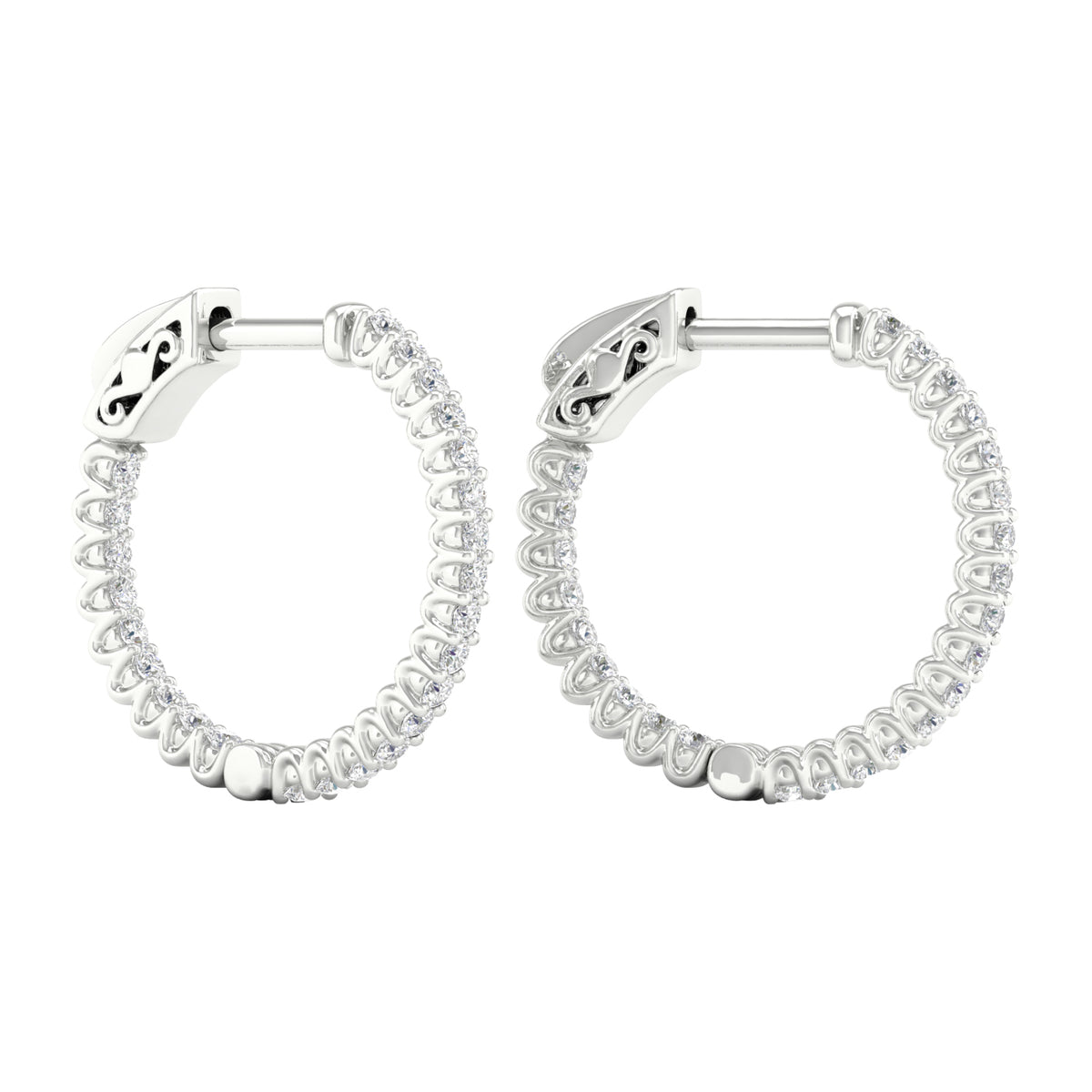 1/2 Carat Round Lab Grown Diamond 14K Gold Inside Out Hoop Earrings