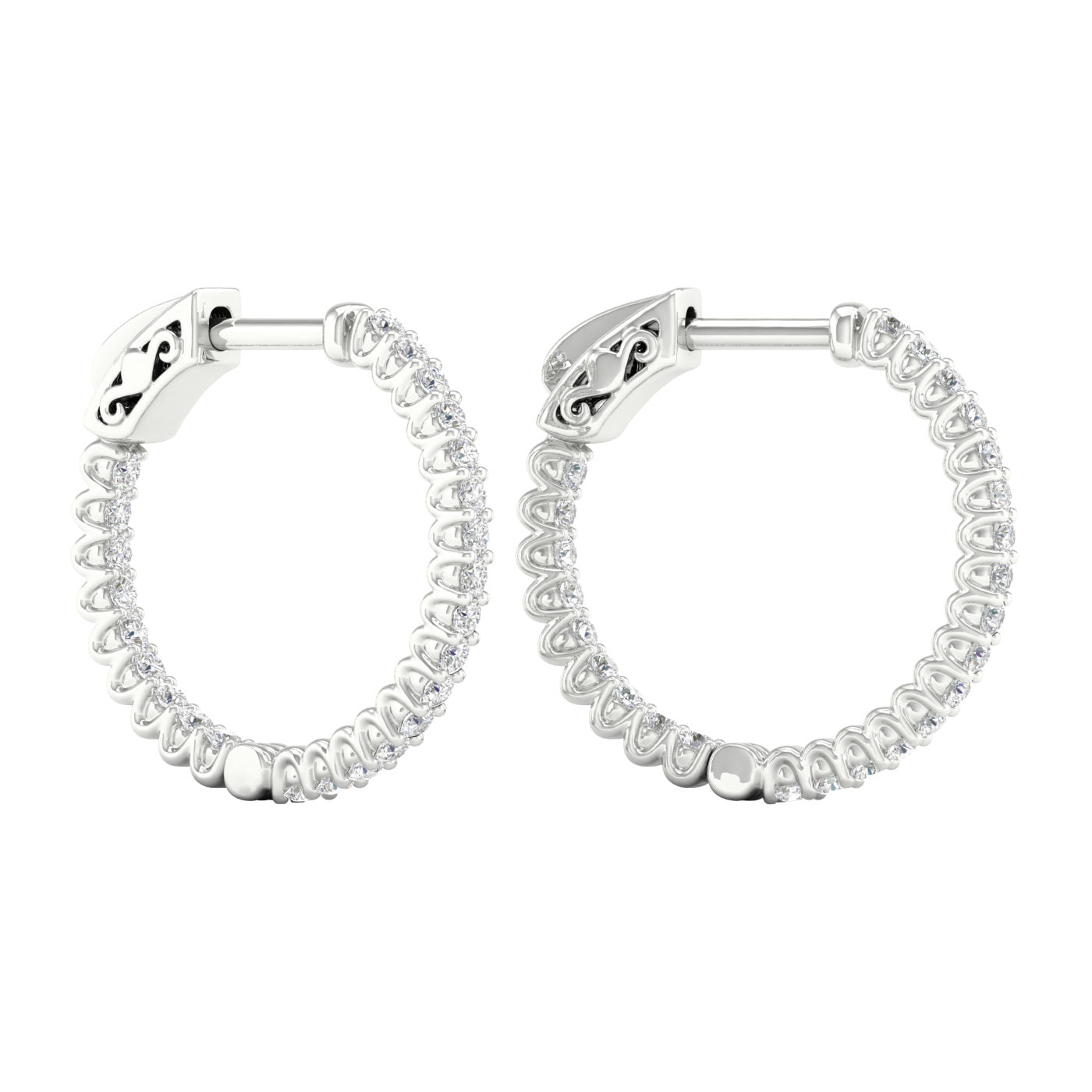1/2 Carat Round Lab Grown Diamond 14K Gold Inside Out Hoop Earrings