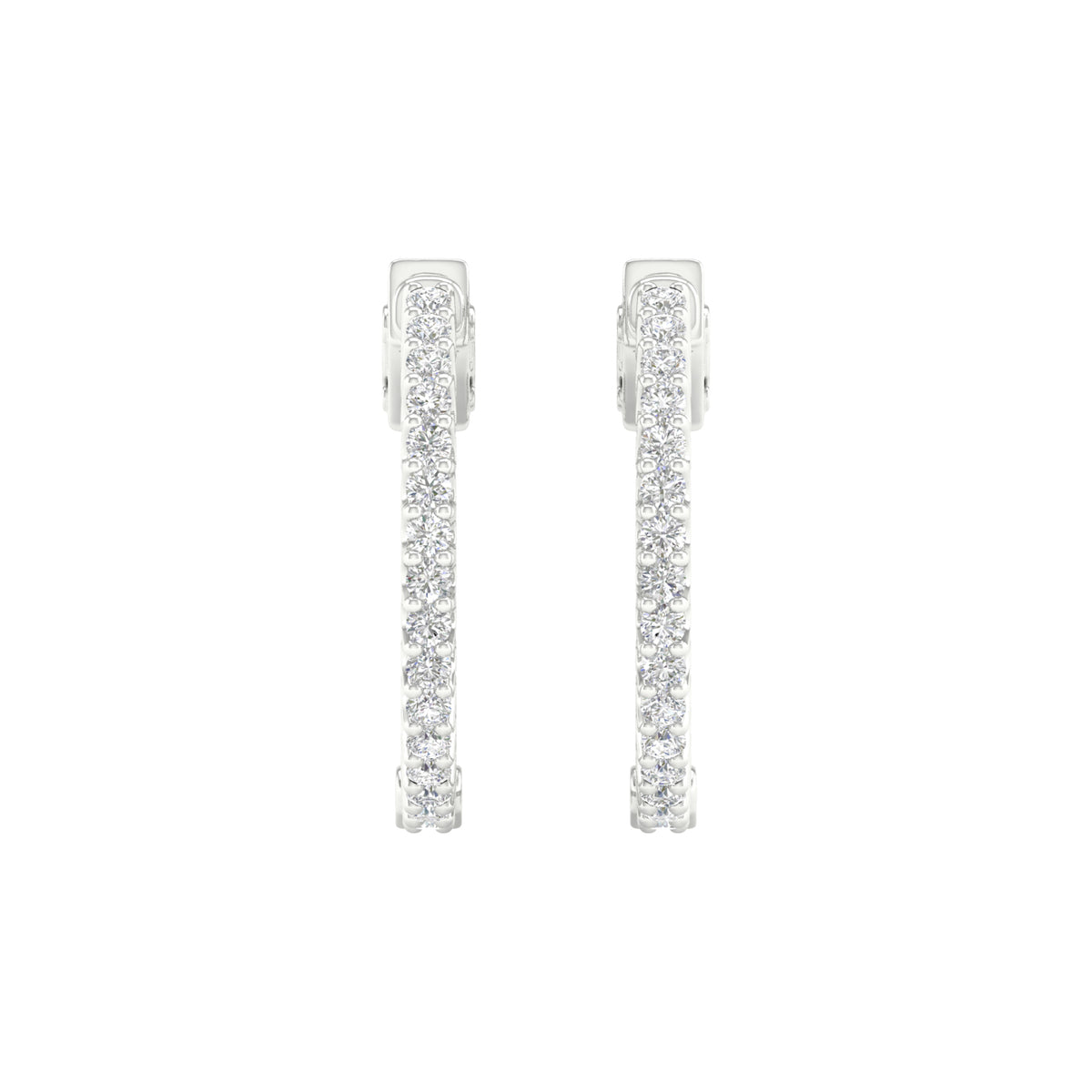 1/2 Carat Round Lab Grown Diamond 14K Gold Inside Out Hoop Earrings