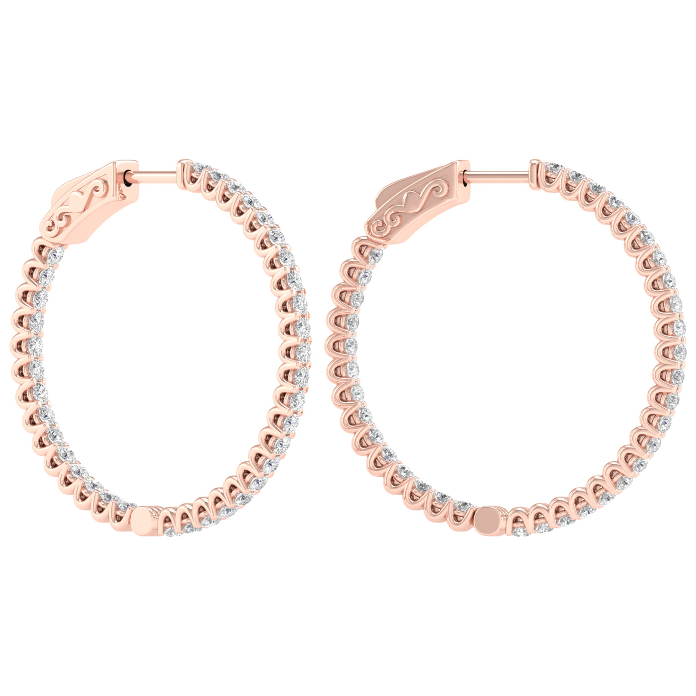 1 Carat Round Lab Grown Diamond 14K Gold Inside Out Hoop Earrings
