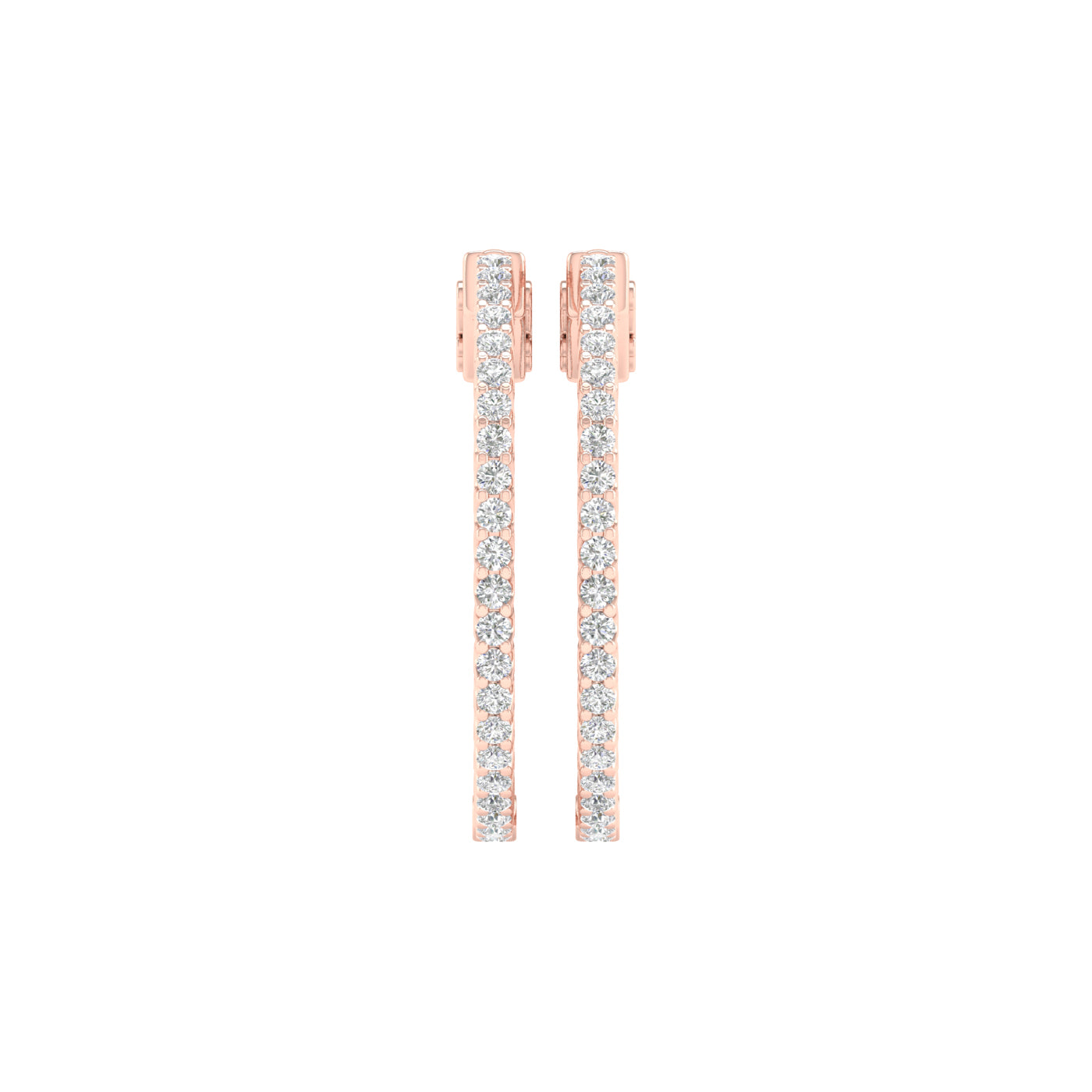 1 Carat Round Lab Grown Diamond 14K Gold Inside Out Hoop Earrings