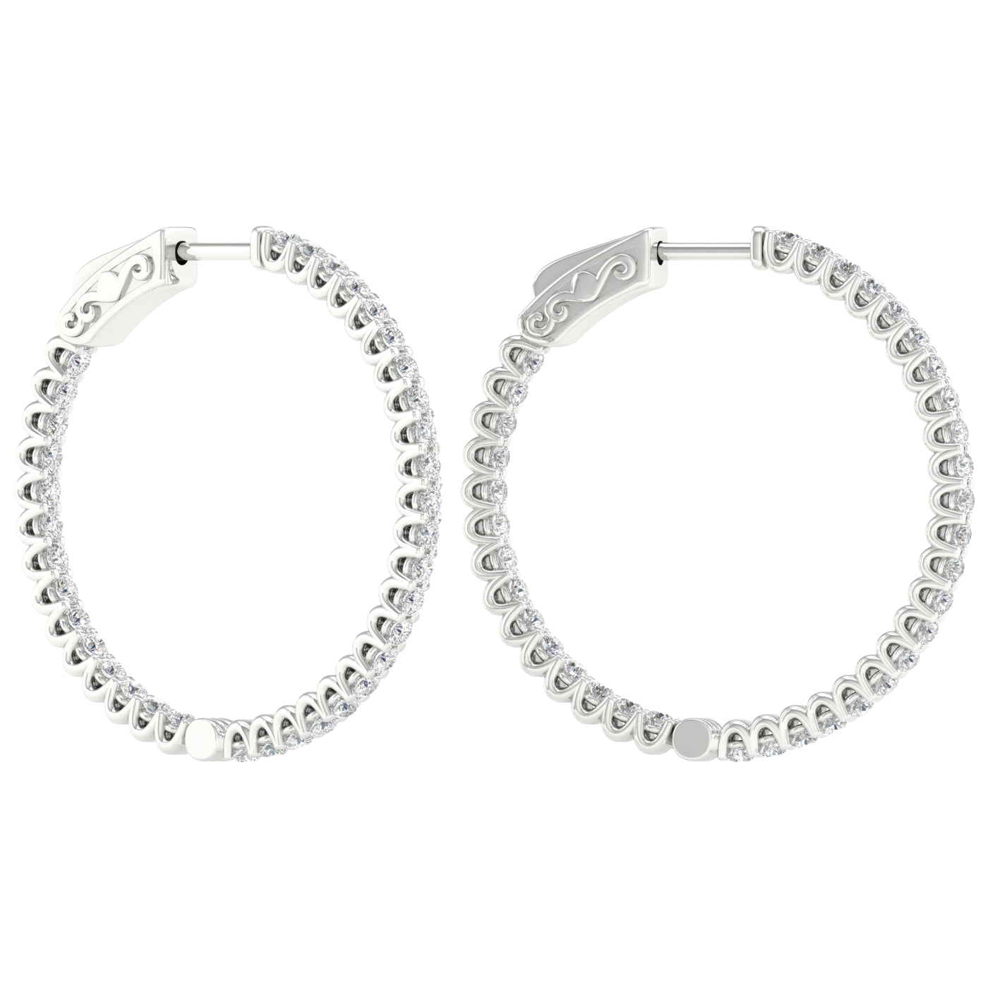 1 Carat Round Lab Grown Diamond 14K Gold Inside Out Hoop Earrings