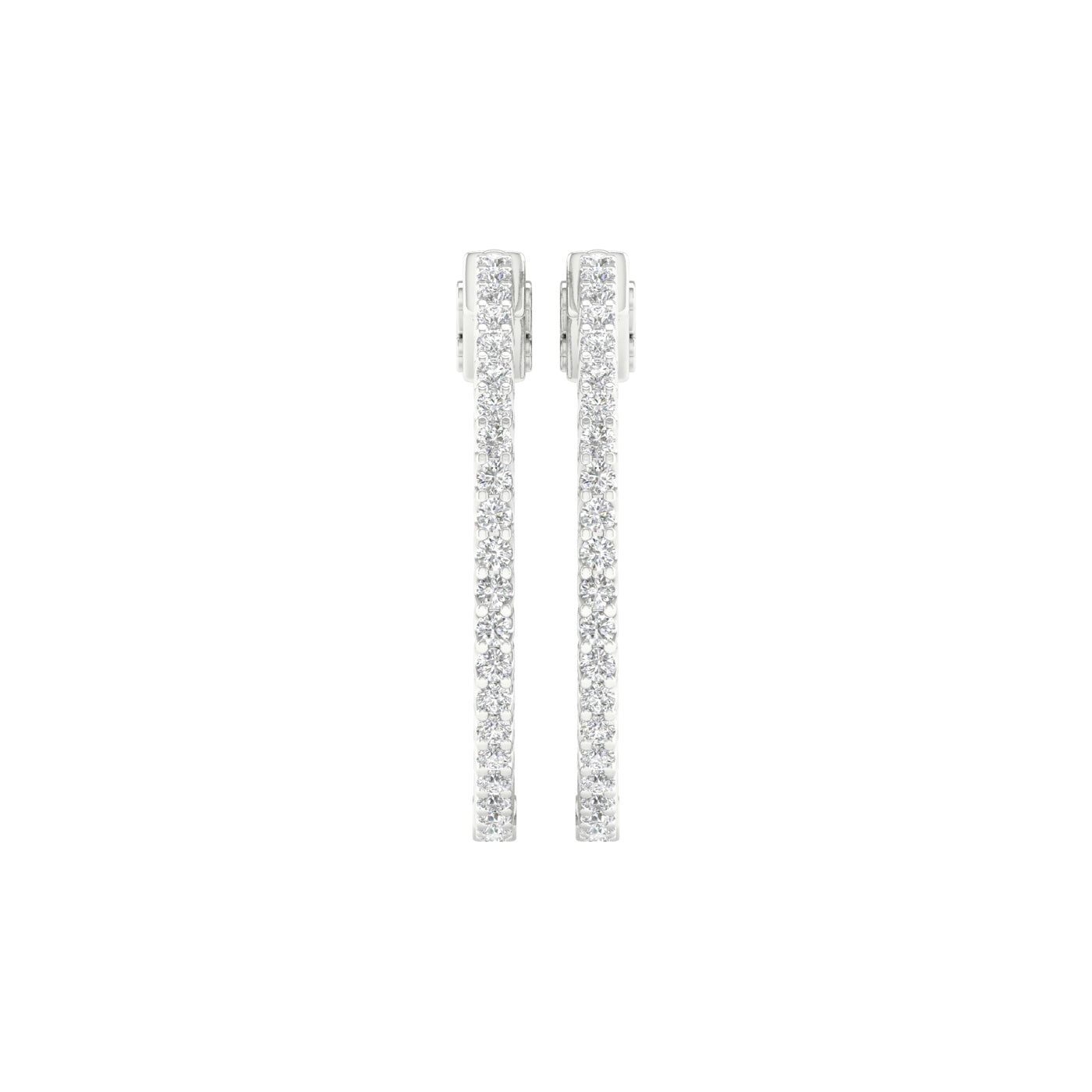 1 Carat Round Lab Grown Diamond 14K Gold Inside Out Hoop Earrings