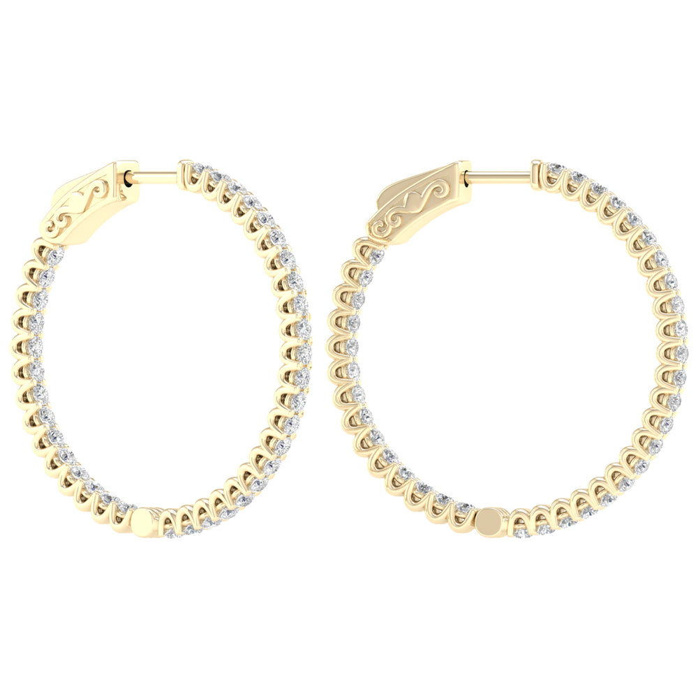1 Carat Round Lab Grown Diamond 14K Gold Inside Out Hoop Earrings