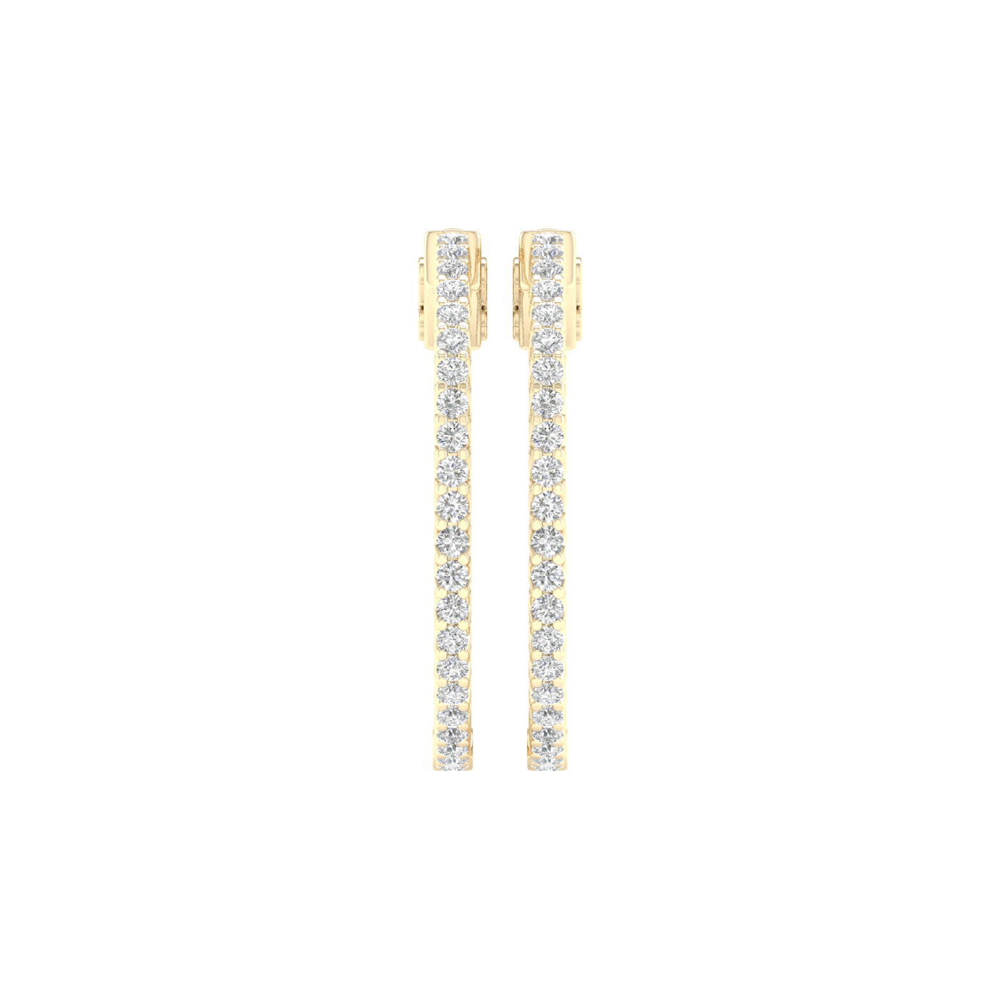 1 Carat Round Lab Grown Diamond 14K Gold Inside Out Hoop Earrings
