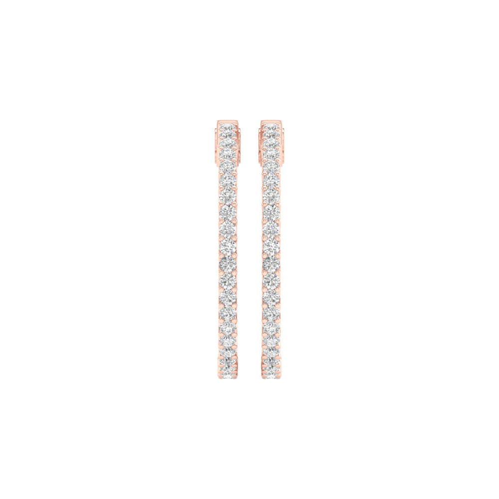 2 Carat Round Lab Grown Diamond 14K Gold Inside Out Hoop Earrings