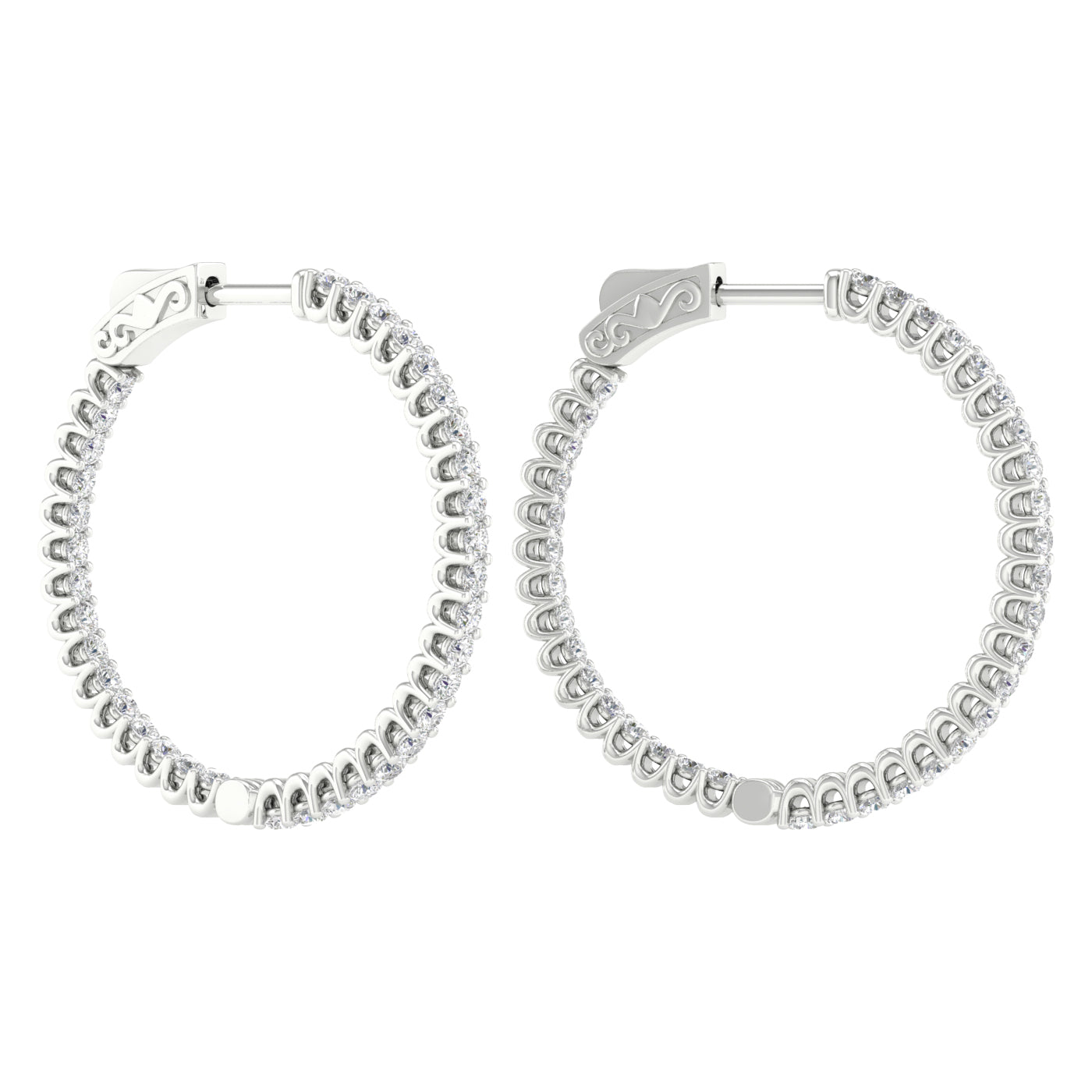 2 Carat Round Lab Grown Diamond 14K Gold Inside Out Hoop Earrings