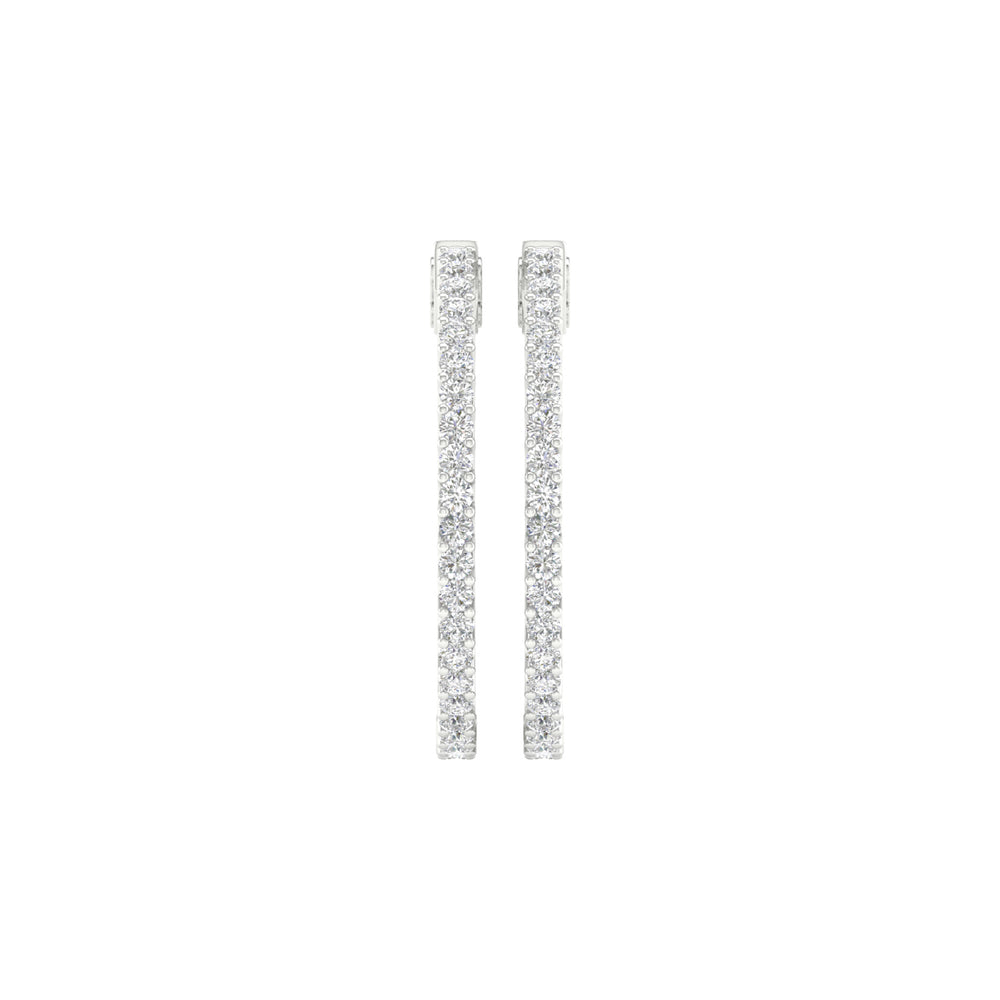 2 Carat Round Lab Grown Diamond 14K Gold Inside Out Hoop Earrings