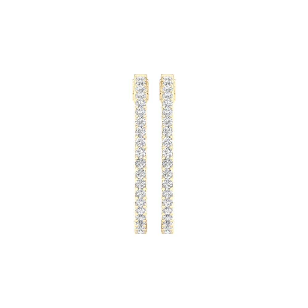 2 Carat Round Lab Grown Diamond 14K Gold Inside Out Hoop Earrings