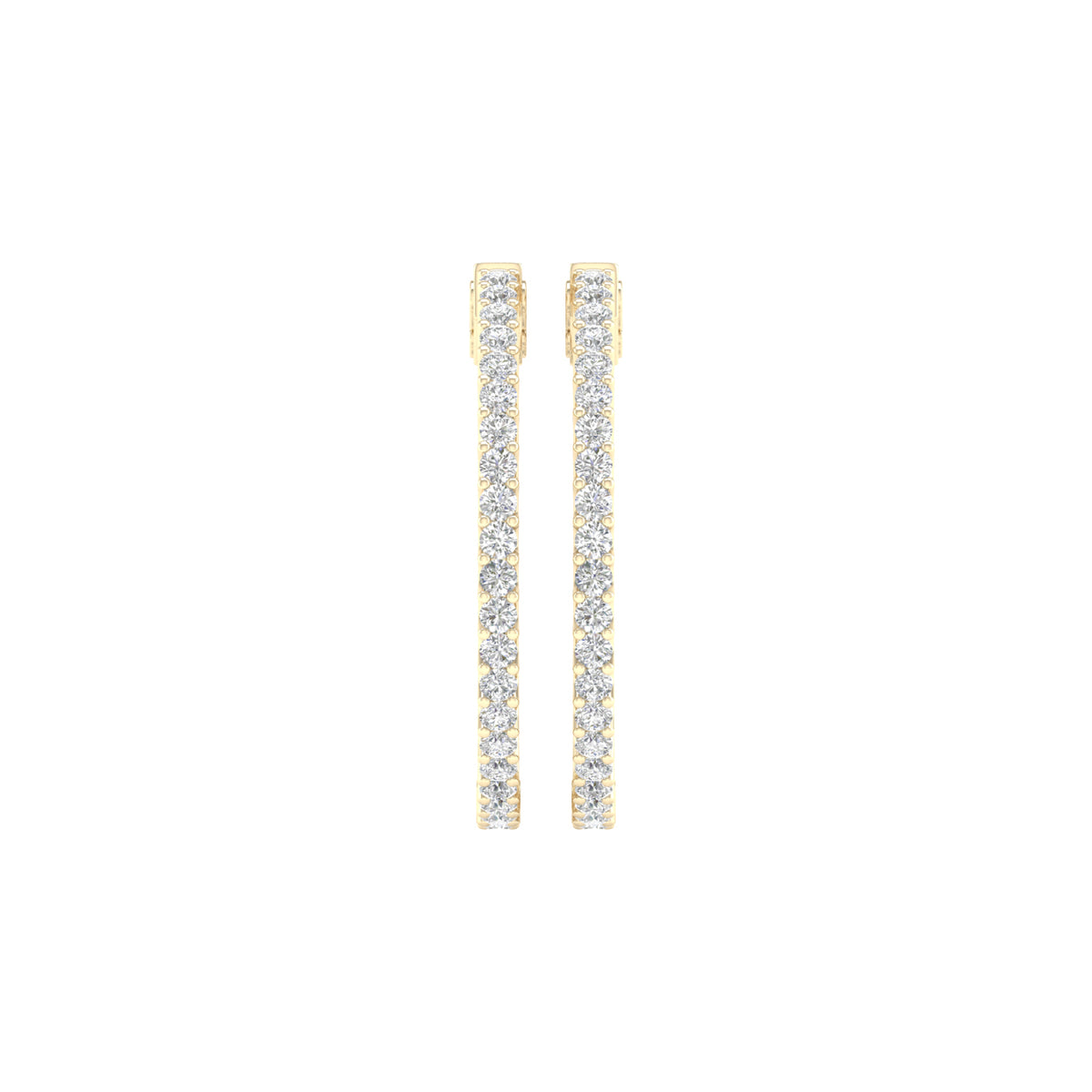 2 Carat Round Lab Grown Diamond 14K Gold Inside Out Hoop Earrings