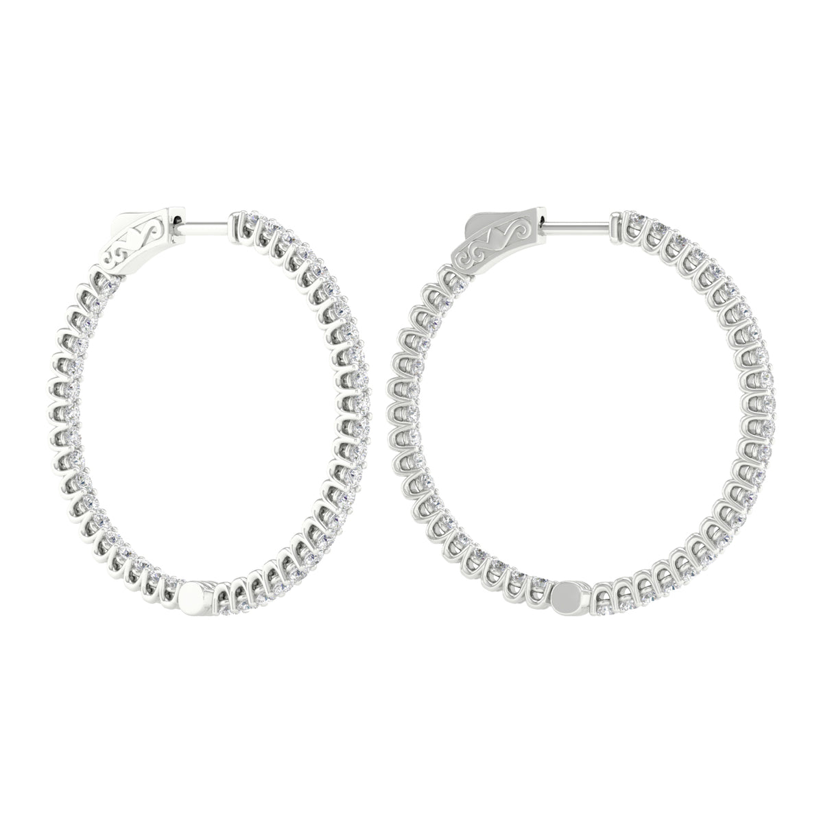 3 Carat Round Lab Grown Diamond 14K Gold Inside Out Hoop Earrings