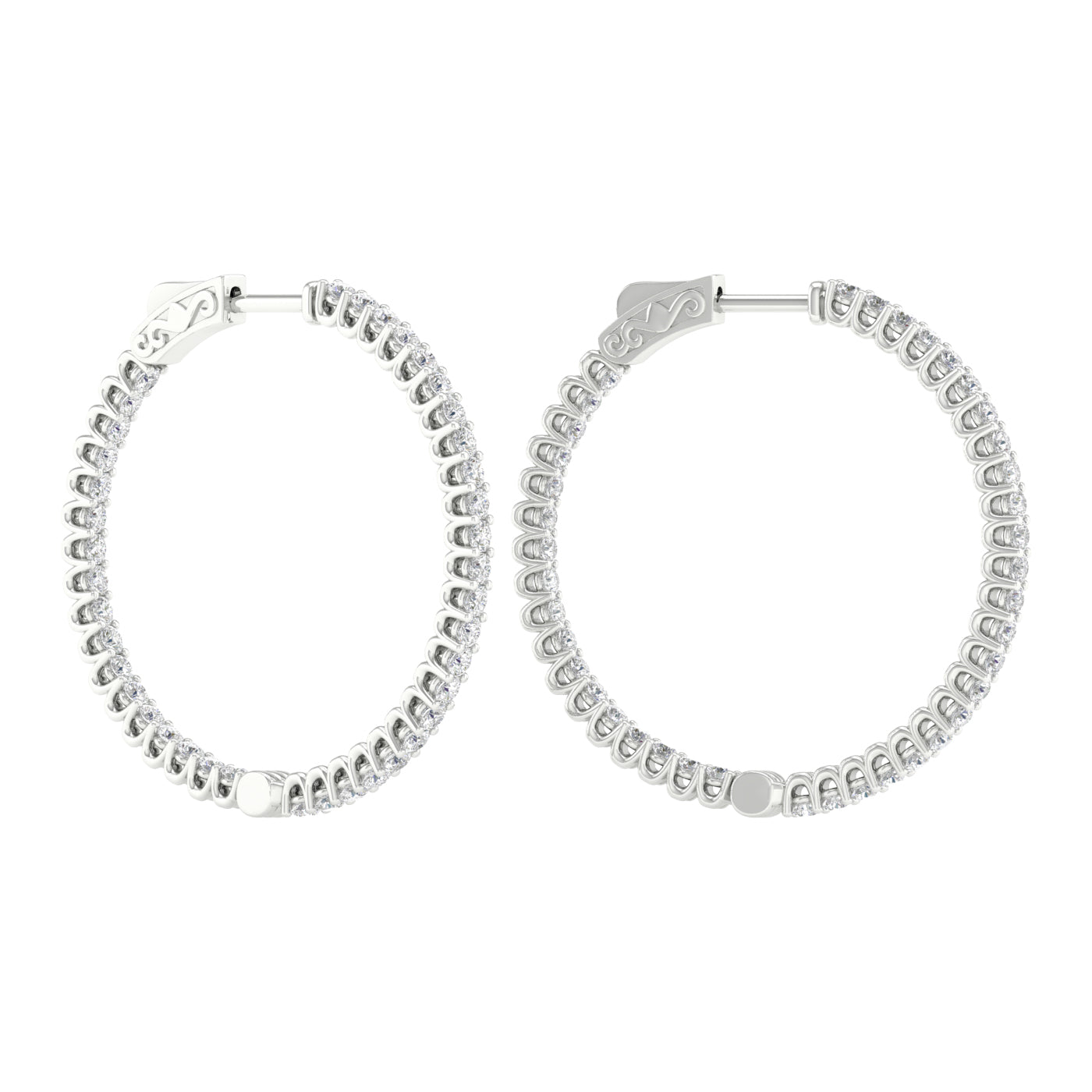 3 Carat Round Lab Grown Diamond 14K Gold Inside Out Hoop Earrings