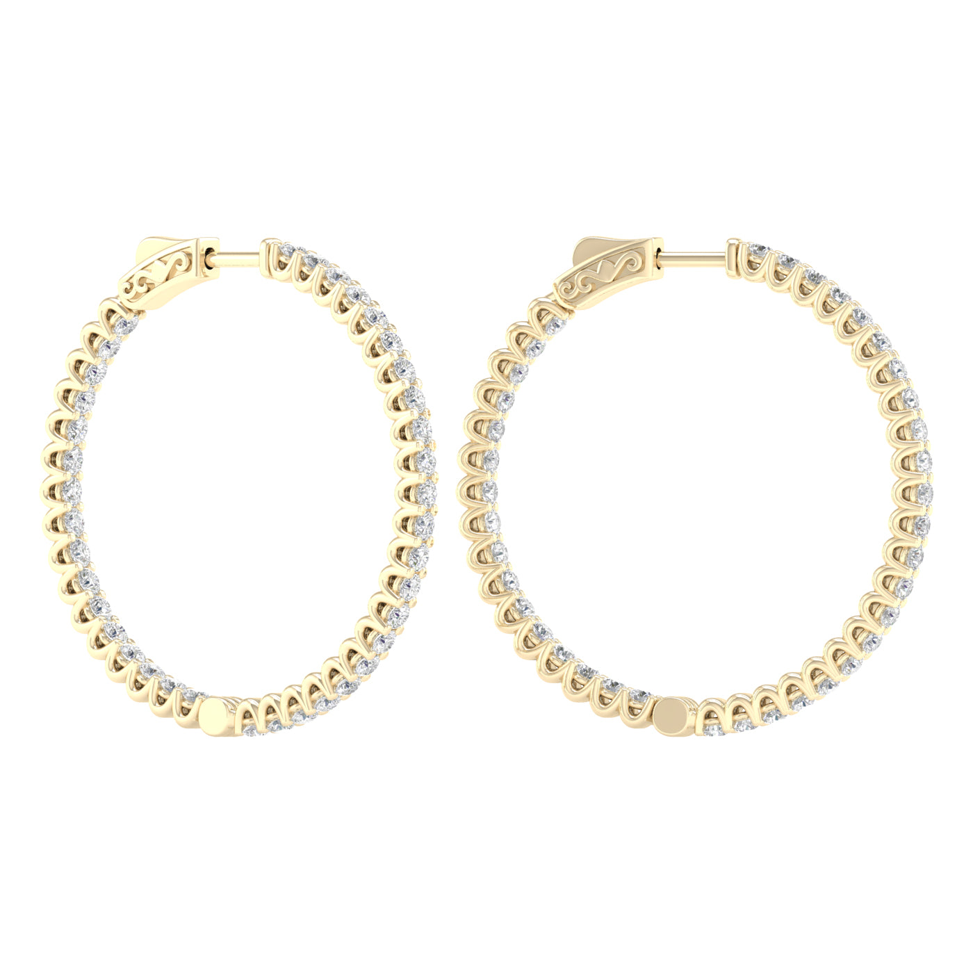 4 Carat Round Lab Grown Diamond 14K Gold Inside Out Hoop Earrings