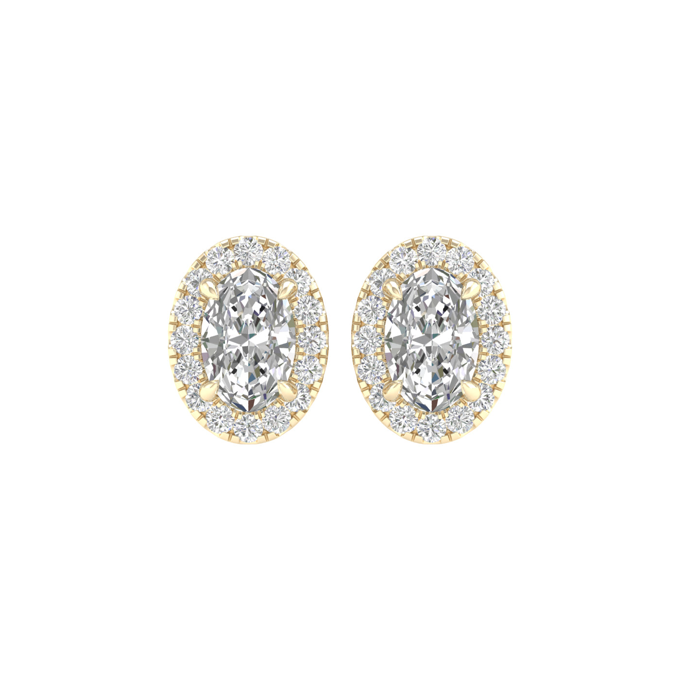 1.16 Carat Oval Lab Grown Diamond 14K Gold Halo Stud Earrings